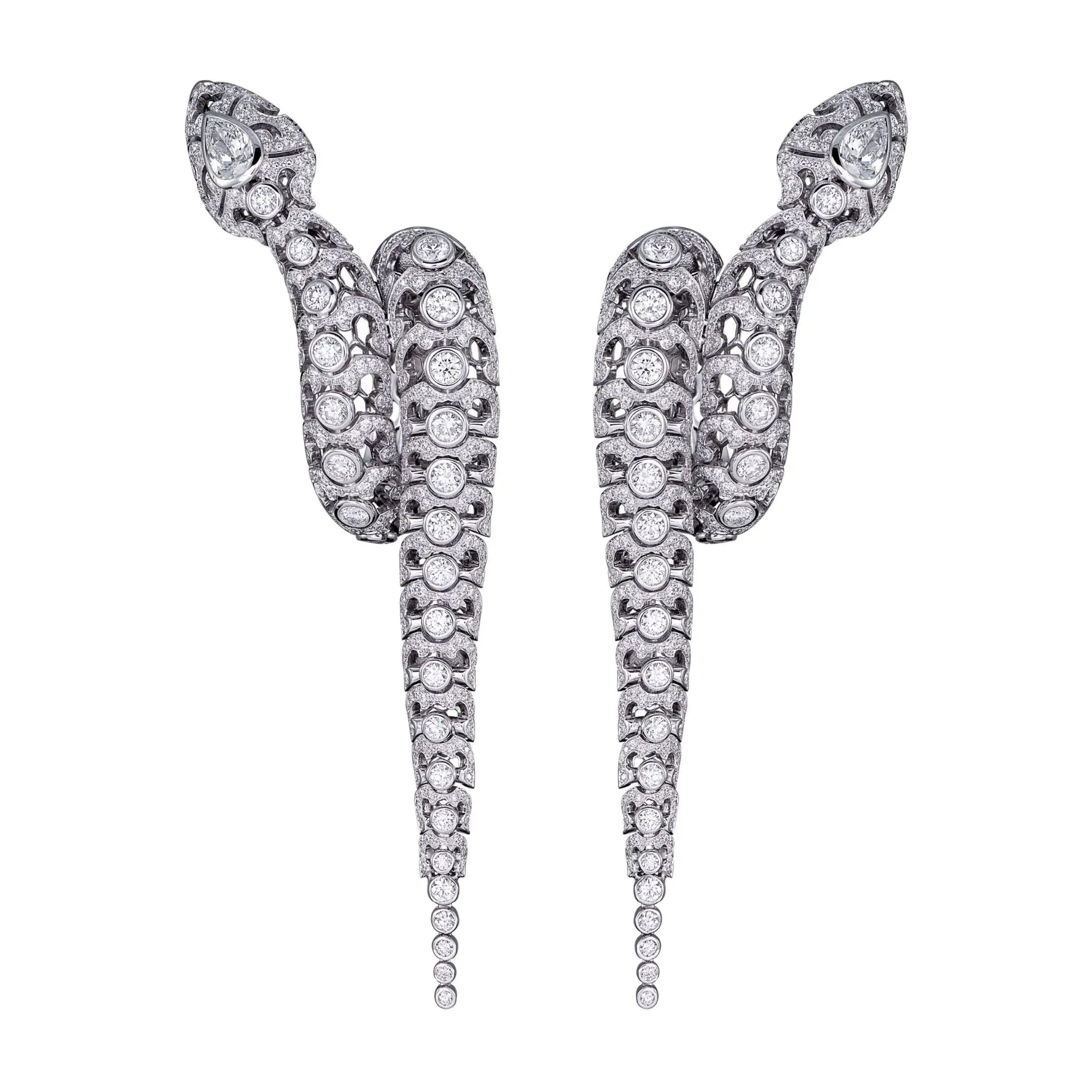 SERPENTES DIAMOND EARRINGS WHITE GOLD | Earring | 18K white gold, diamonds, earring, serpentes, snake | ORLOV