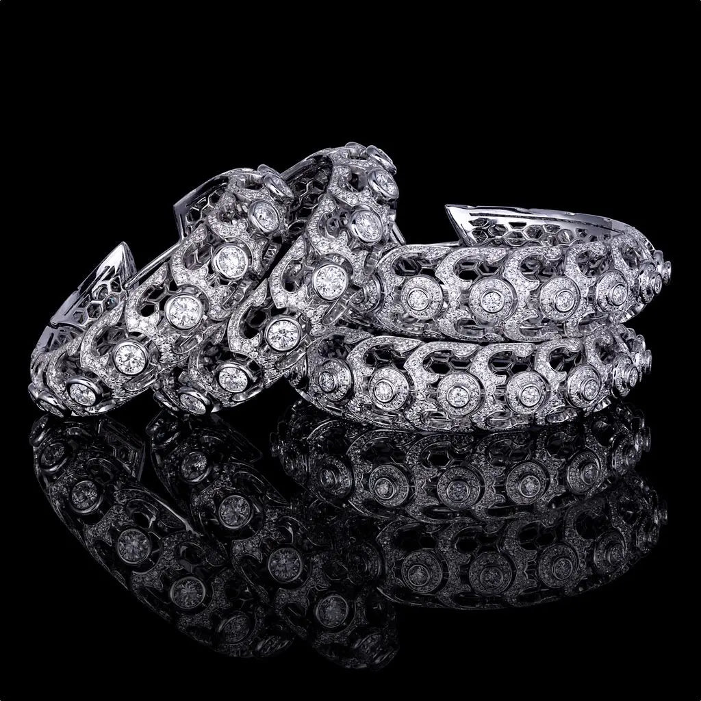 SERPENTES FULL DIAMOND SET HOOPS WHITE GOLD | Earring | 18K white gold, diamonds, earring, hoops, serpentes | ORLOV