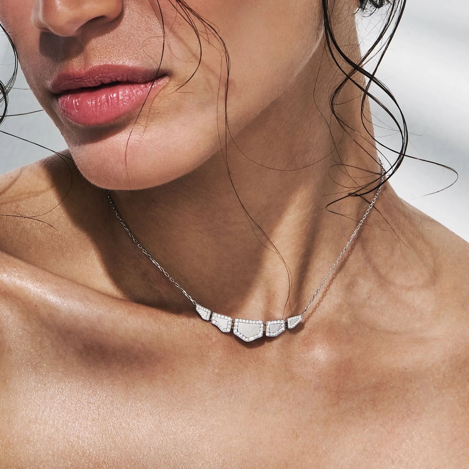 SKIN DIAMOND PENDANT 5 ELEMENTS WHITE GOLD | Necklace | 18K white gold, crocodream, diamonds, Necklace, pendant, skin | ORLOV