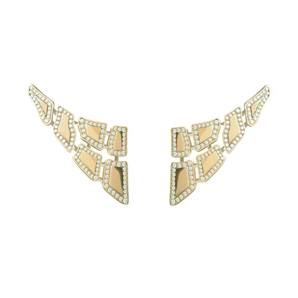 SKIN 6 ELEMENTS LIGHT PAVÉ DIAMOND EARRINGS, YELLOW GOLD ORLOV