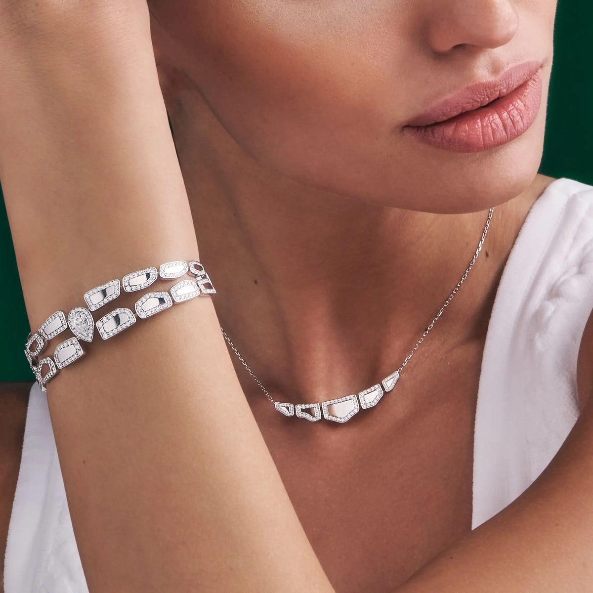 SKIN DOUBLE ROW DIAMOND BRACELET, WHITE GOLD ORLOV