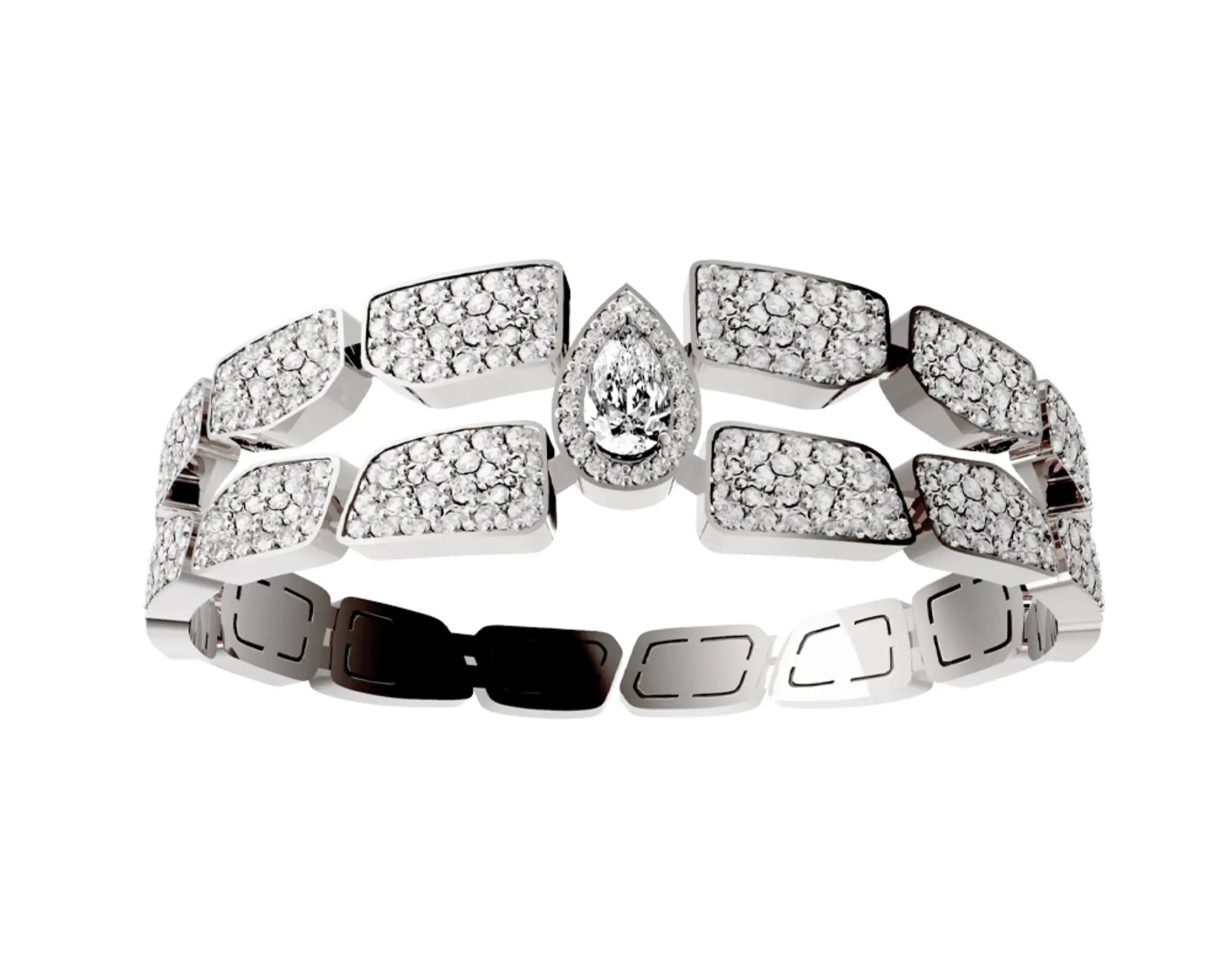 SKIN DOUBLE ROW FULL PAVE DIAMOND BRACELET, WHITE GOLD ORLOV