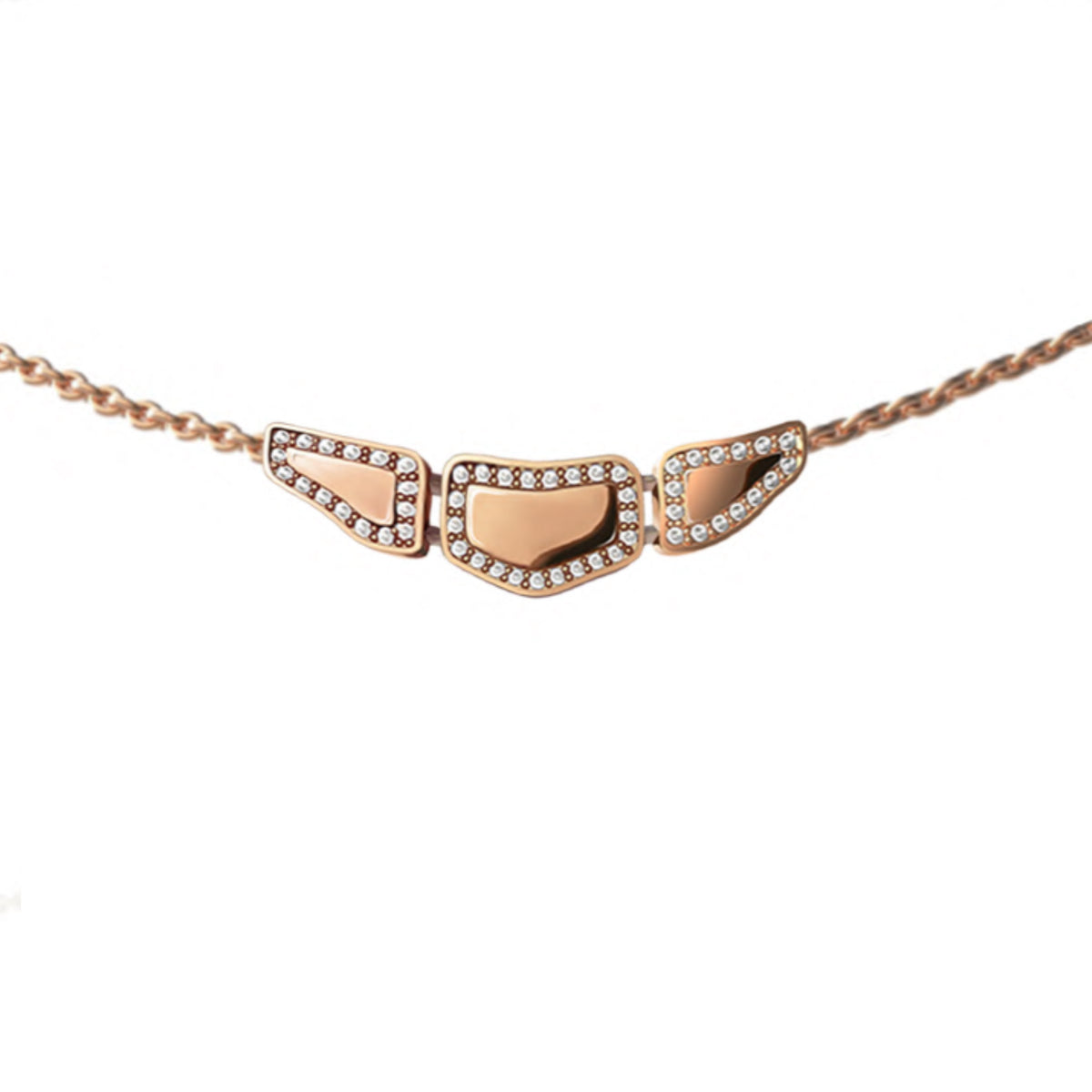 SKIN DIAMOND PENDANT 3 ELEMENTS ROSE GOLD | Necklace | 18K rose gold, crocodream, diamonds, Necklace, pendant, skin | ORLOV