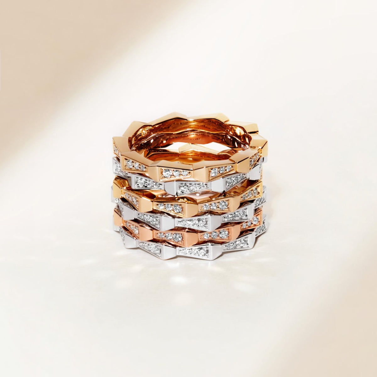 SPIKE 1 ROW FULL PAVE DIAMOND BAND, ROSE GOLD