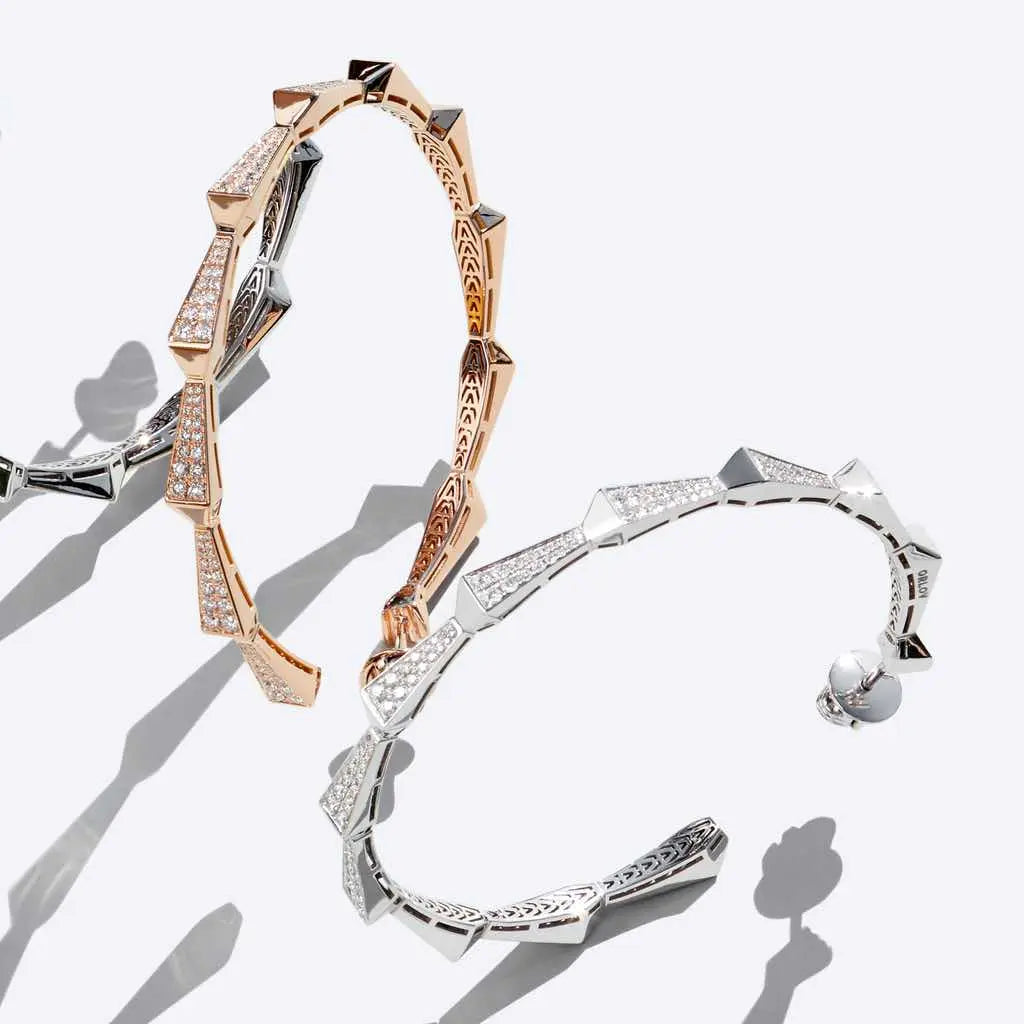 SPIKE FULL DIAMOND SET HOOPS ROSE GOLD | Earring | 18K rose gold, crocodream, diamonds, earring, hoops, spike | ORLOV