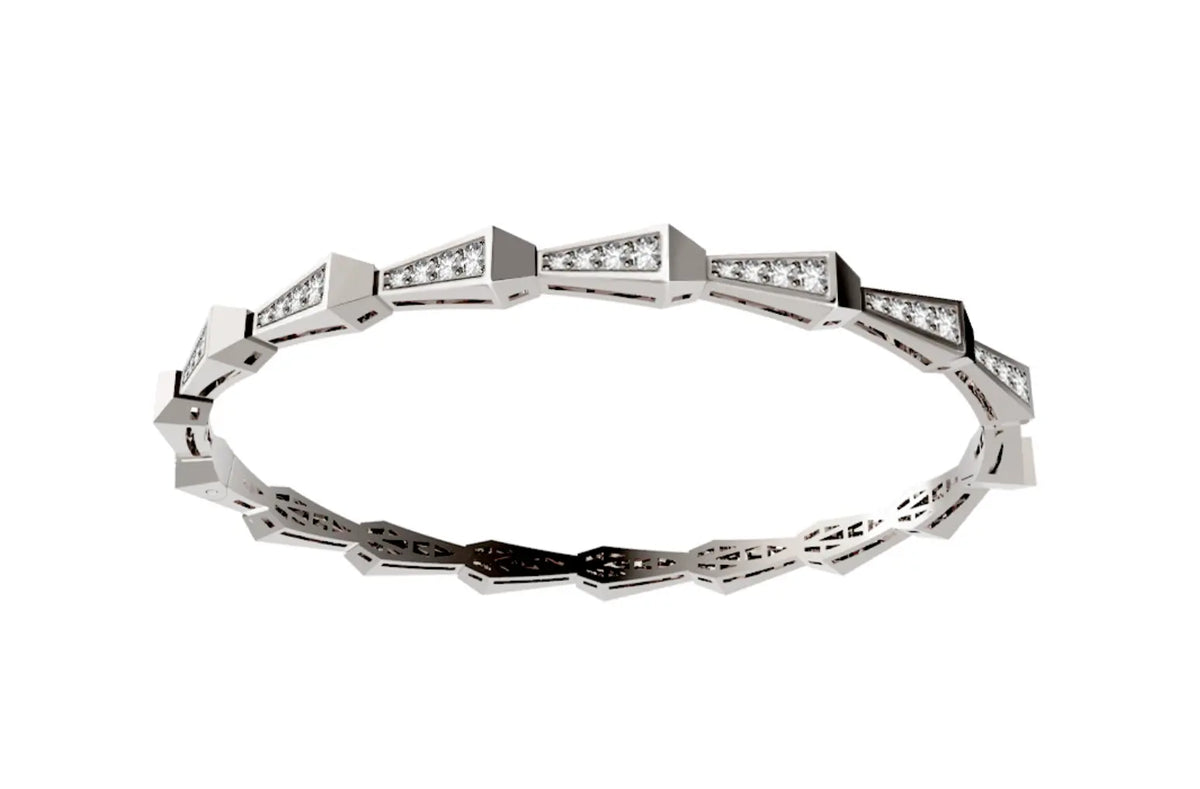 SPIKE 1 ROW HALF WAY FULL PAVE DIAMOND BRACELET, WHITE GOLD ORLOV