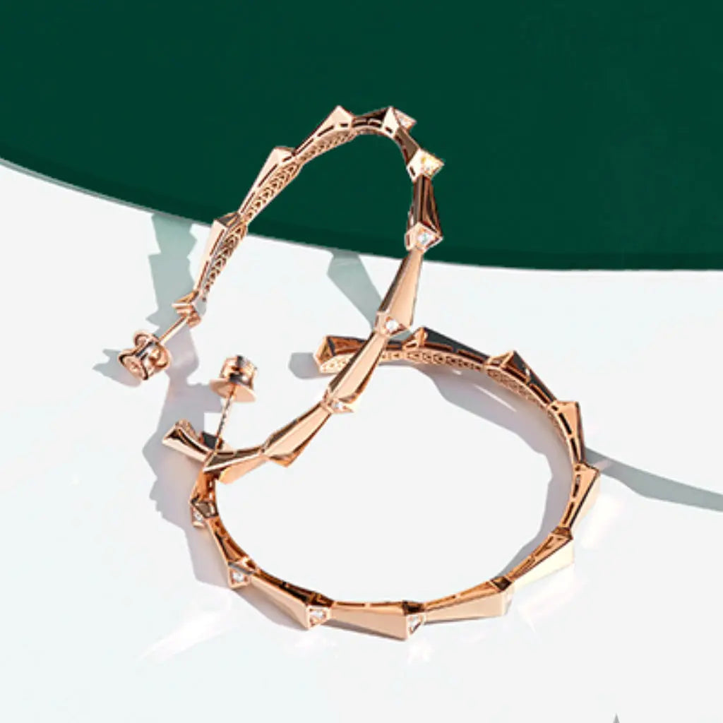 SPIKE DIAMOND HOOPS ROSE GOLD | Earring | 18K rose gold, crocodream, diamonds, earring, hoops, spike | ORLOV