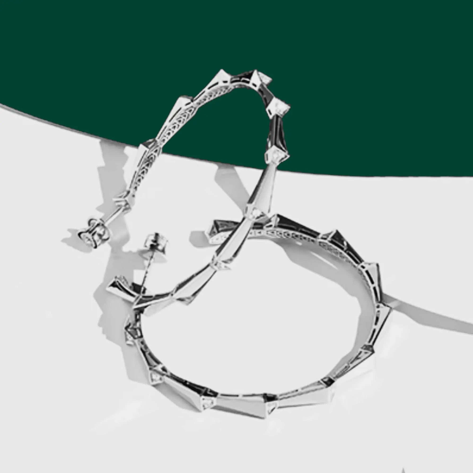 SPIKE DIAMOND HOOPS WHITE GOLD | Earring | 18K white gold, crocodream, diamonds, earring, hoops, spike | ORLOV