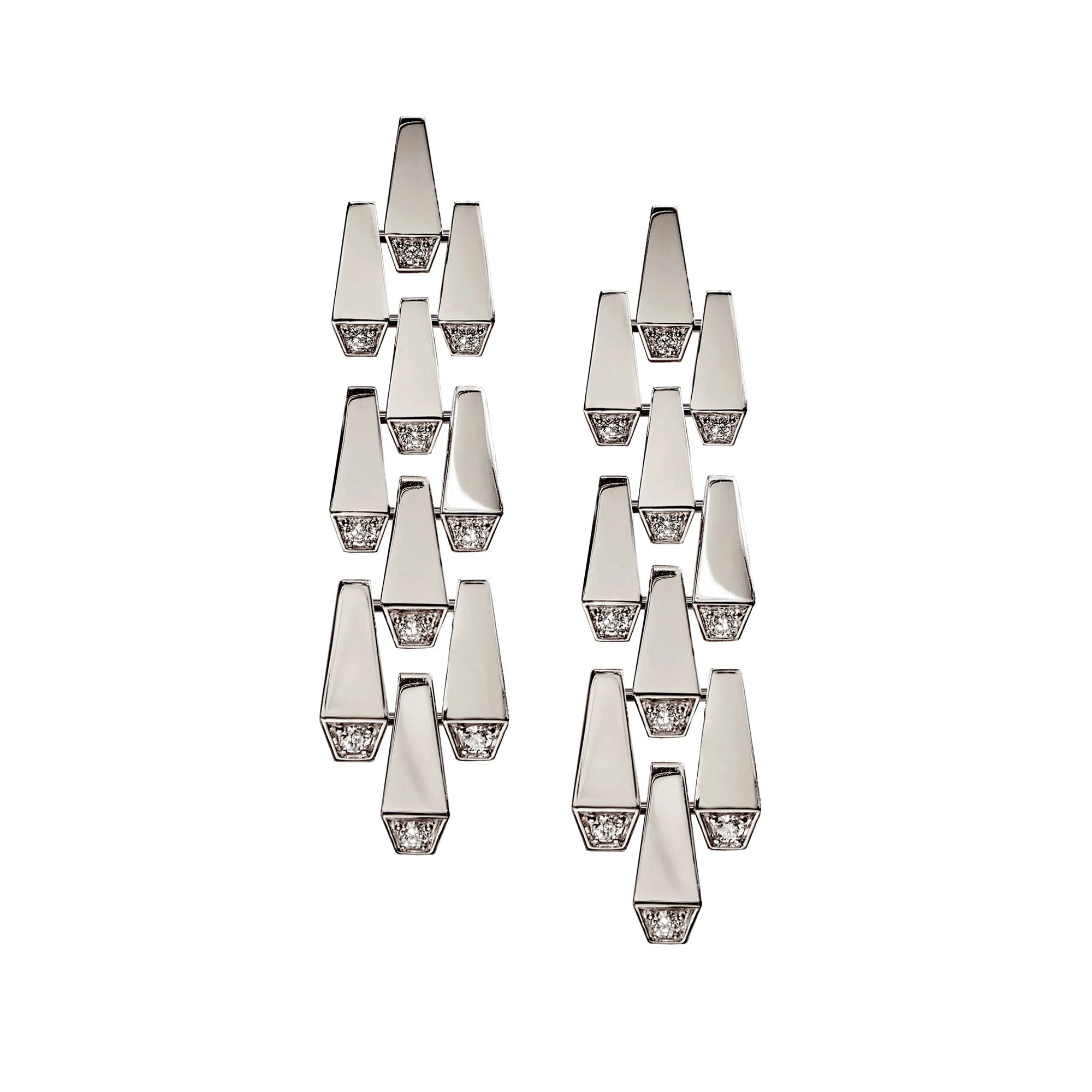 SPIKE DIAMOND EARRINGS LONG WHITE GOLD | Earring | 18K white gold, 3row, crocodream, diamonds, earring, spike | ORLOV