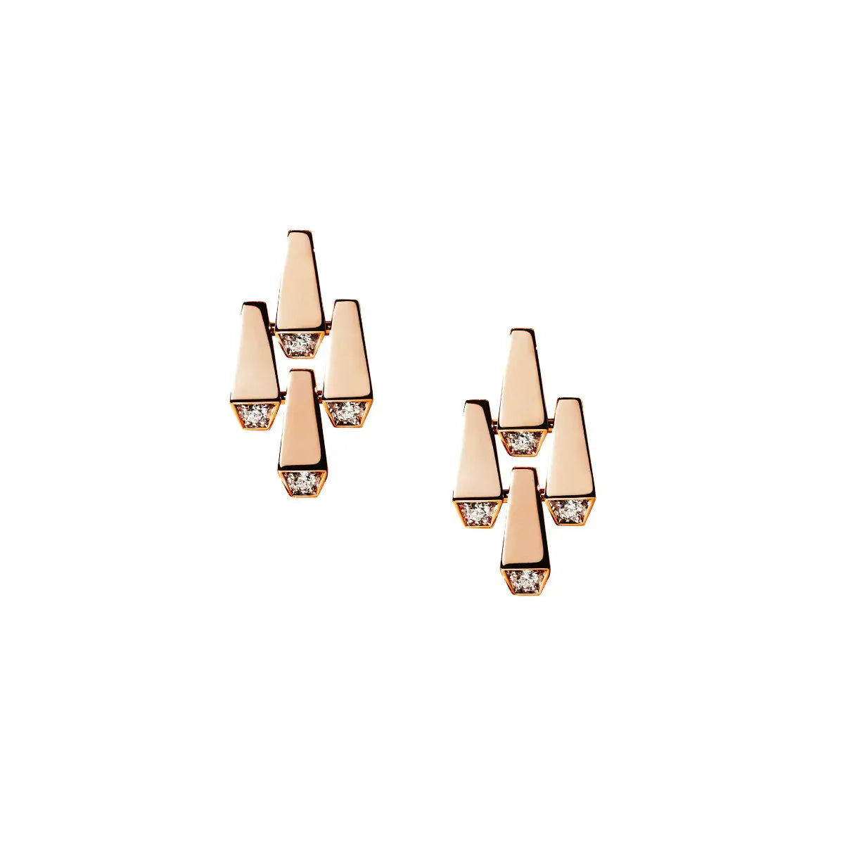 SPIKE 4 ELEMENTS LIGHT PAVÉ DIAMOND EARRINGS, ROSE GOLD ORLOV