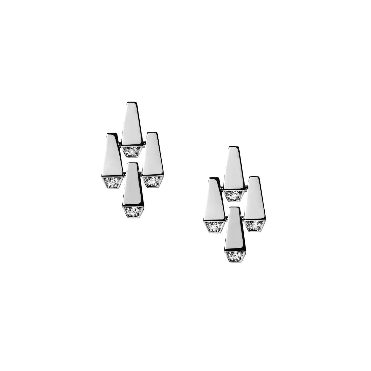 SPIKE 4 ELEMENTS LIGHT PAVÉ DIAMOND EARRINGS, WHITE GOLD ORLOV