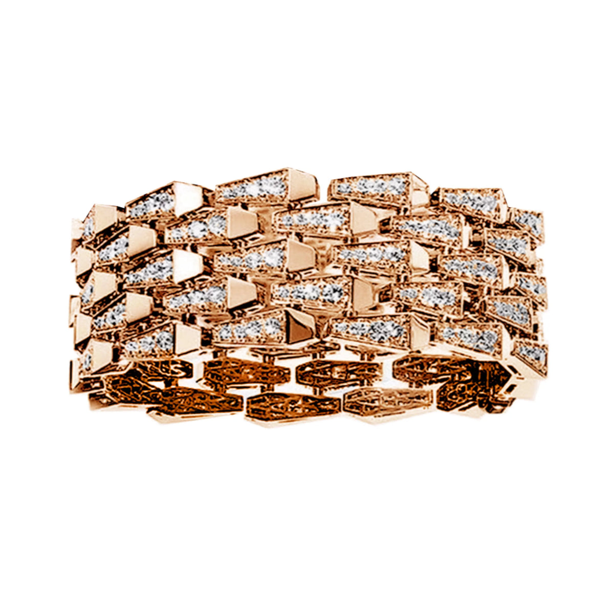 SPIKE 5 ROW MANCHETTE FULL DIAMOND SET BRACELET ROSE GOLD | Bracelet | 18K rose gold, 5row, bracelet, crocodream, diamonds, fullset, manchette, spike | ORLOV