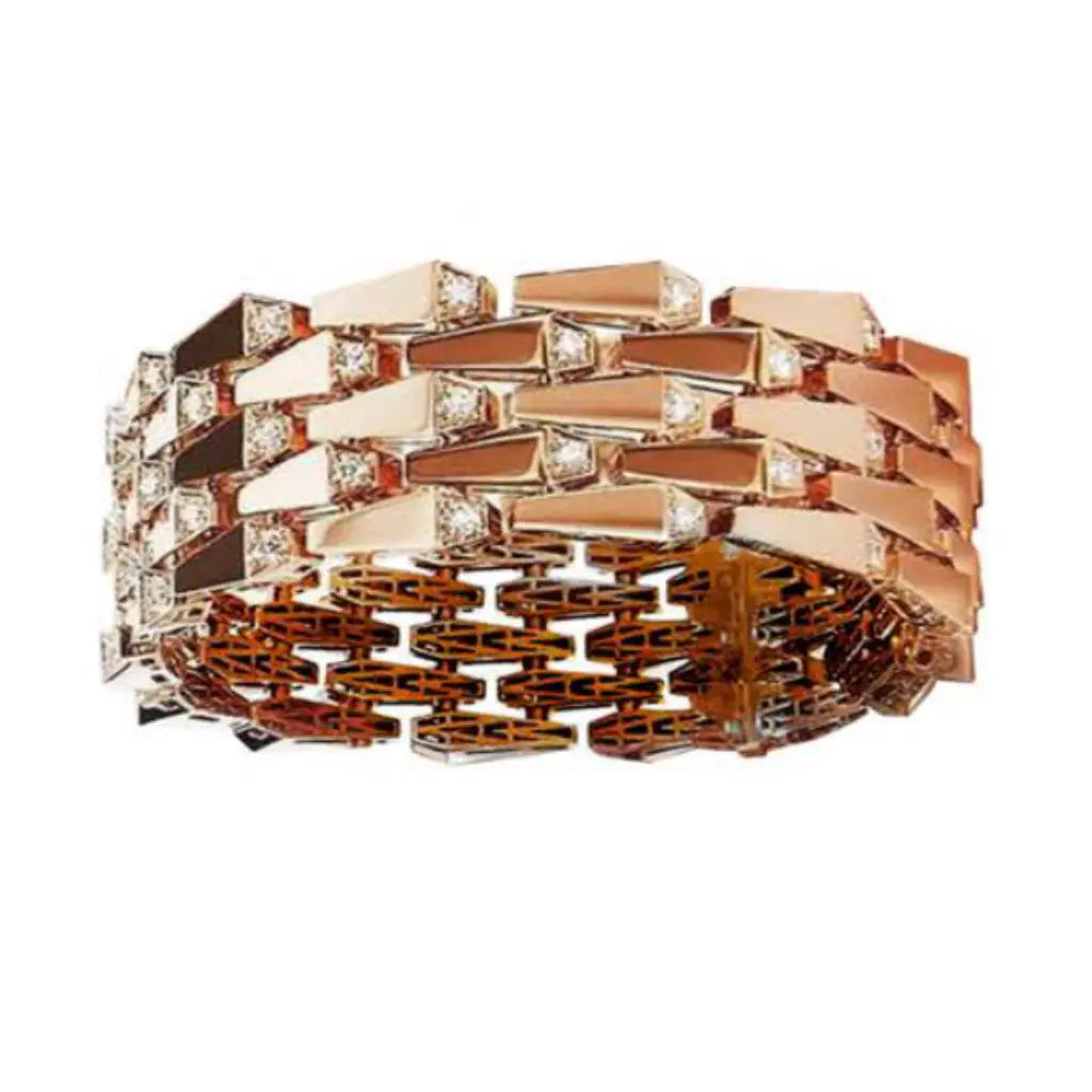 SPIKE 5 ROW MANCHETTE DIAMOND BRACELET ROSE GOLD | Bracelet | 18K rose gold, 5row, bracelet, crocodream, diamonds, light diamond set, manchette, spike | ORLOV