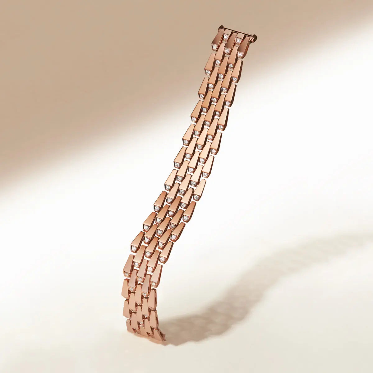 SPIKE 5 ROW MANCHETTE LIGHT PAVÉ DIAMOND BRACELET, ROSE GOLD ORLOV