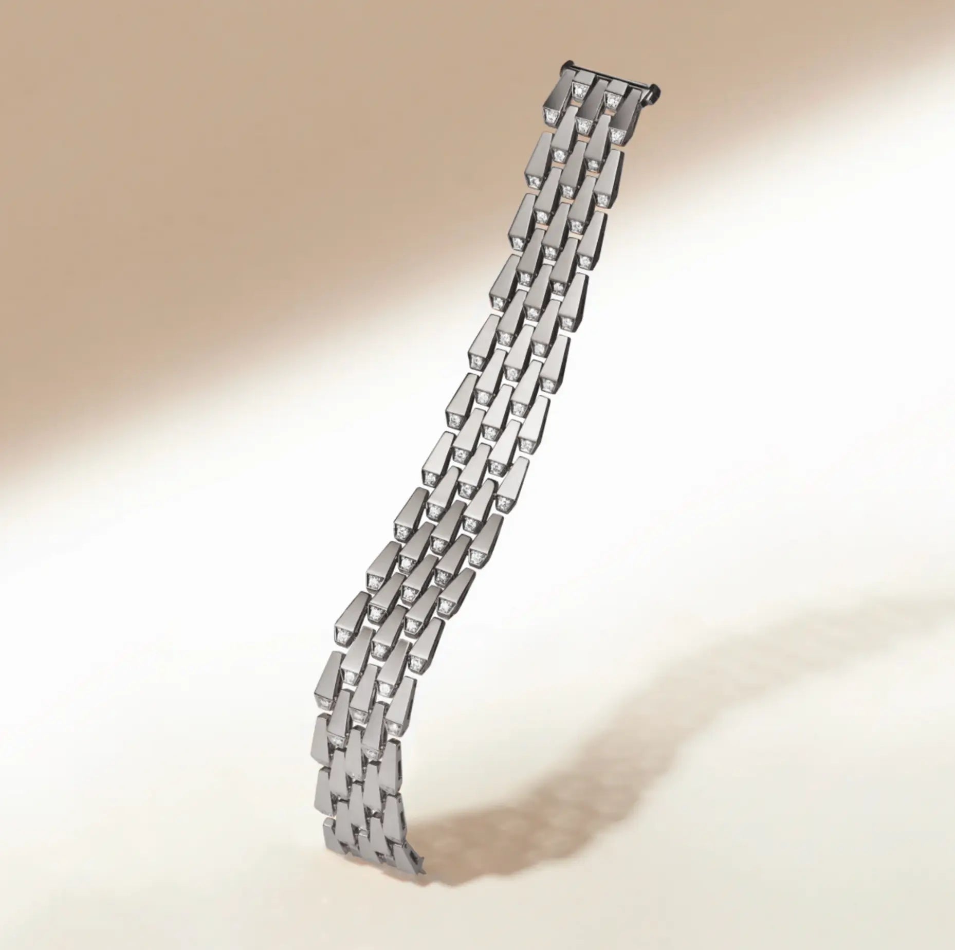 SPIKE 5 ROW MANCHETTE DIAMOND BRACELET WHITE GOLD | Bracelet | 18K white gold, 5row, bracelet, crocodream, diamonds, light diamond set, manchette, spike | ORLOV