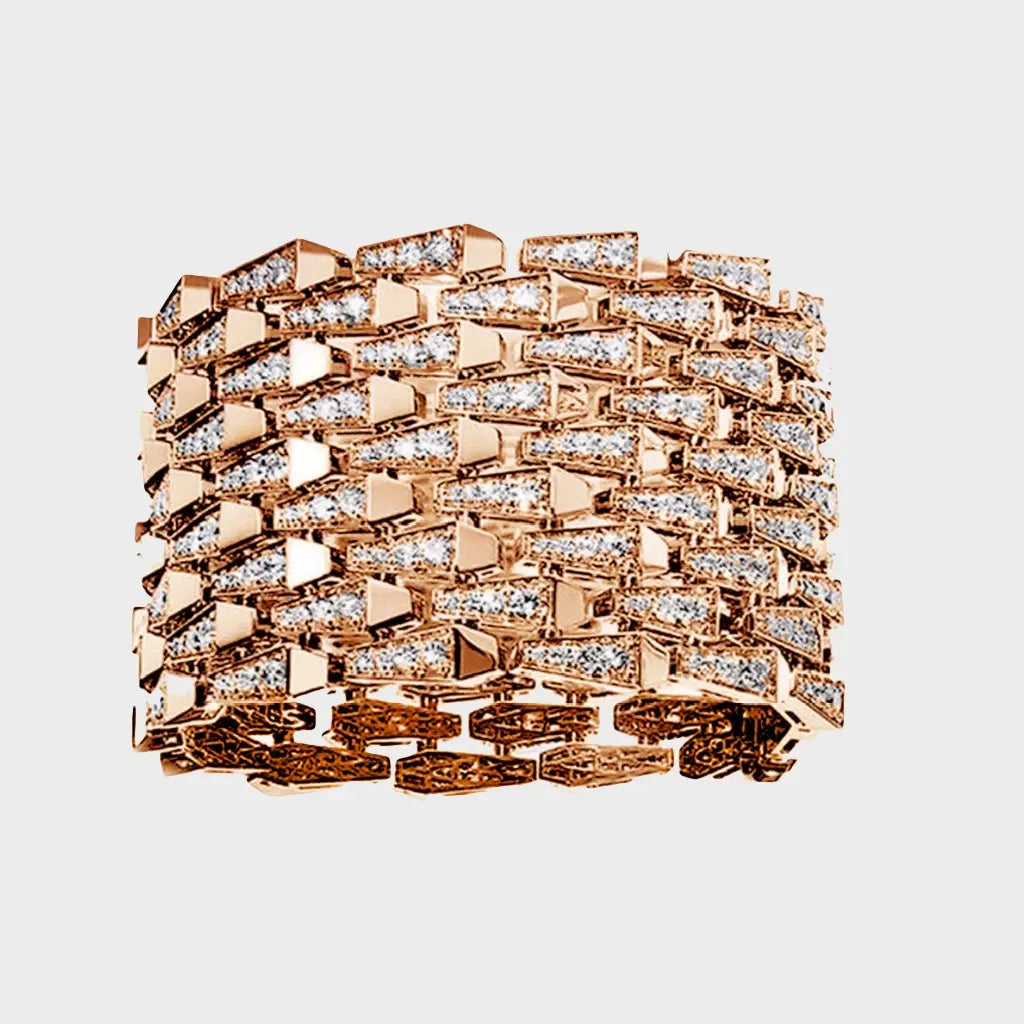 SPIKE 9 ROW MANCHETTE FULL DIAMOND SET BRACELET ROSE GOLD | Bracelet | 18K rose gold, 9row, bracelet, crocodream, diamonds, full diamond set, fullset, manchette, spike | ORLOV