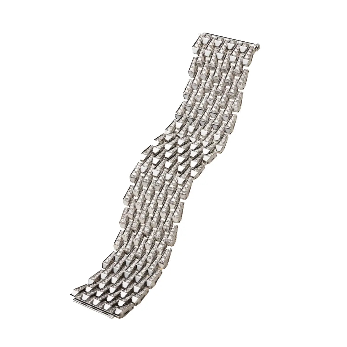 SPIKE 9 ROW MANCHETTE FULL PAVE DIAMOND BRACELET, WHITE GOLD ORLOV