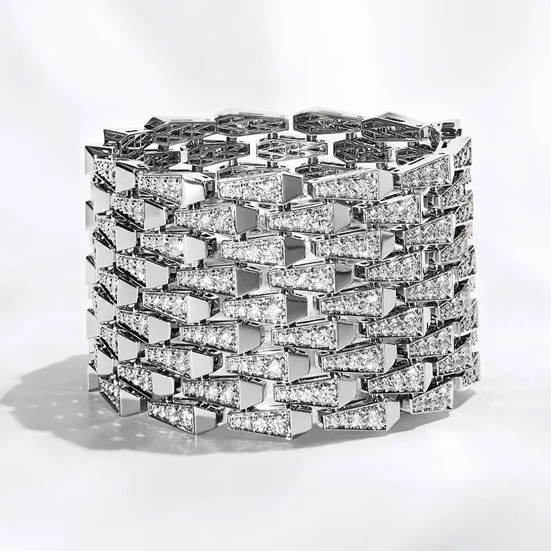 SPIKE 9 ROW MANCHETTE FULL DIAMOND SET BRACELET WHITE GOLD | Bracelet | 18K white gold, 9row, bracelet, crocodream, diamonds, full diamond set, fullset, manchette, spike | ORLOV