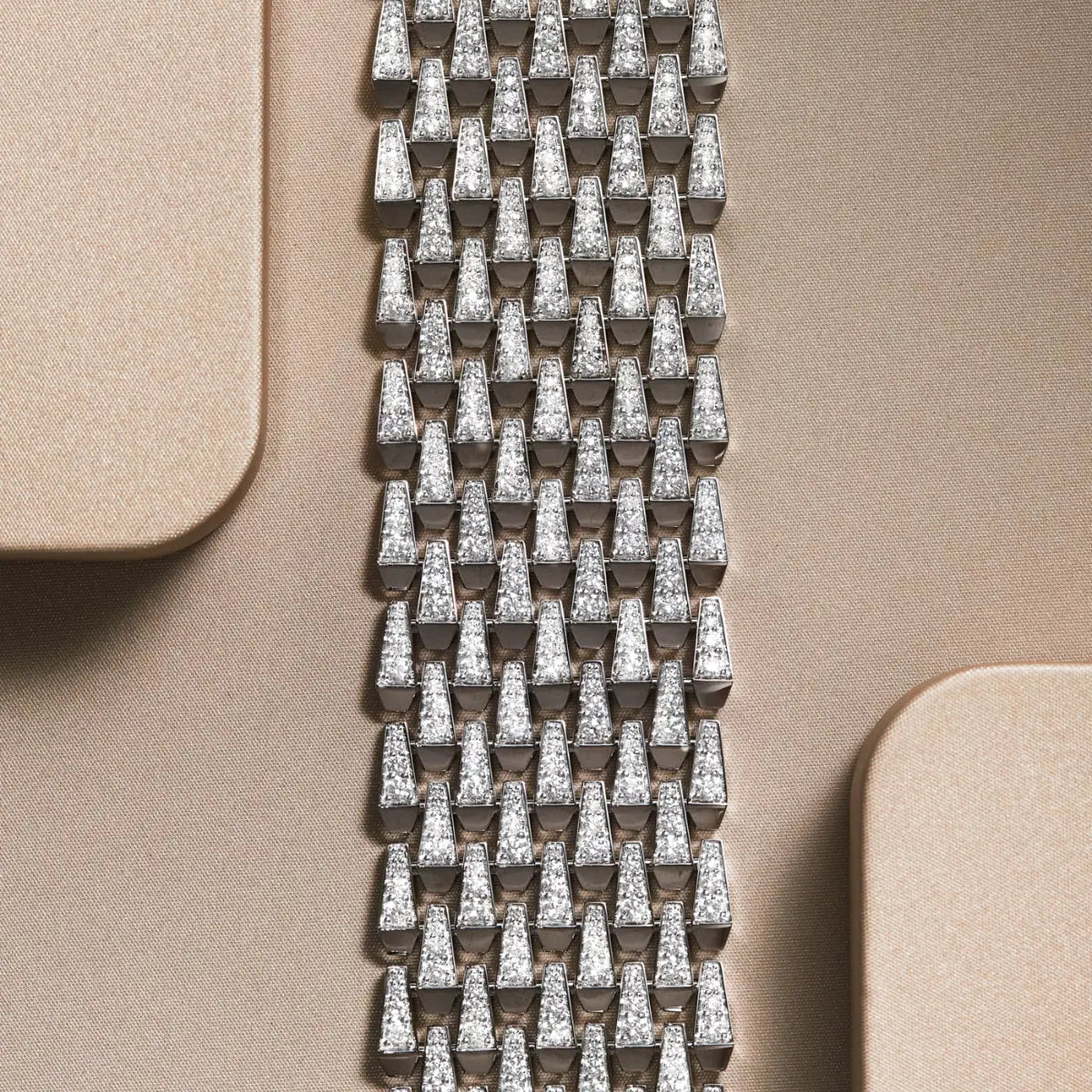 SPIKE 9 ROW MANCHETTE FULL PAVE DIAMOND BRACELET, WHITE GOLD ORLOV