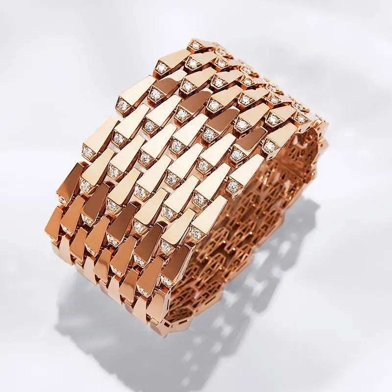 SPIKE 9 ROW MANCHETTE DIAMOND BRACELET 18K ROSE GOLD | Bracelet | 18K rose gold, 9row, bracelet, crocodream, diamonds, light diamond set, manchette, spike | ORLOV