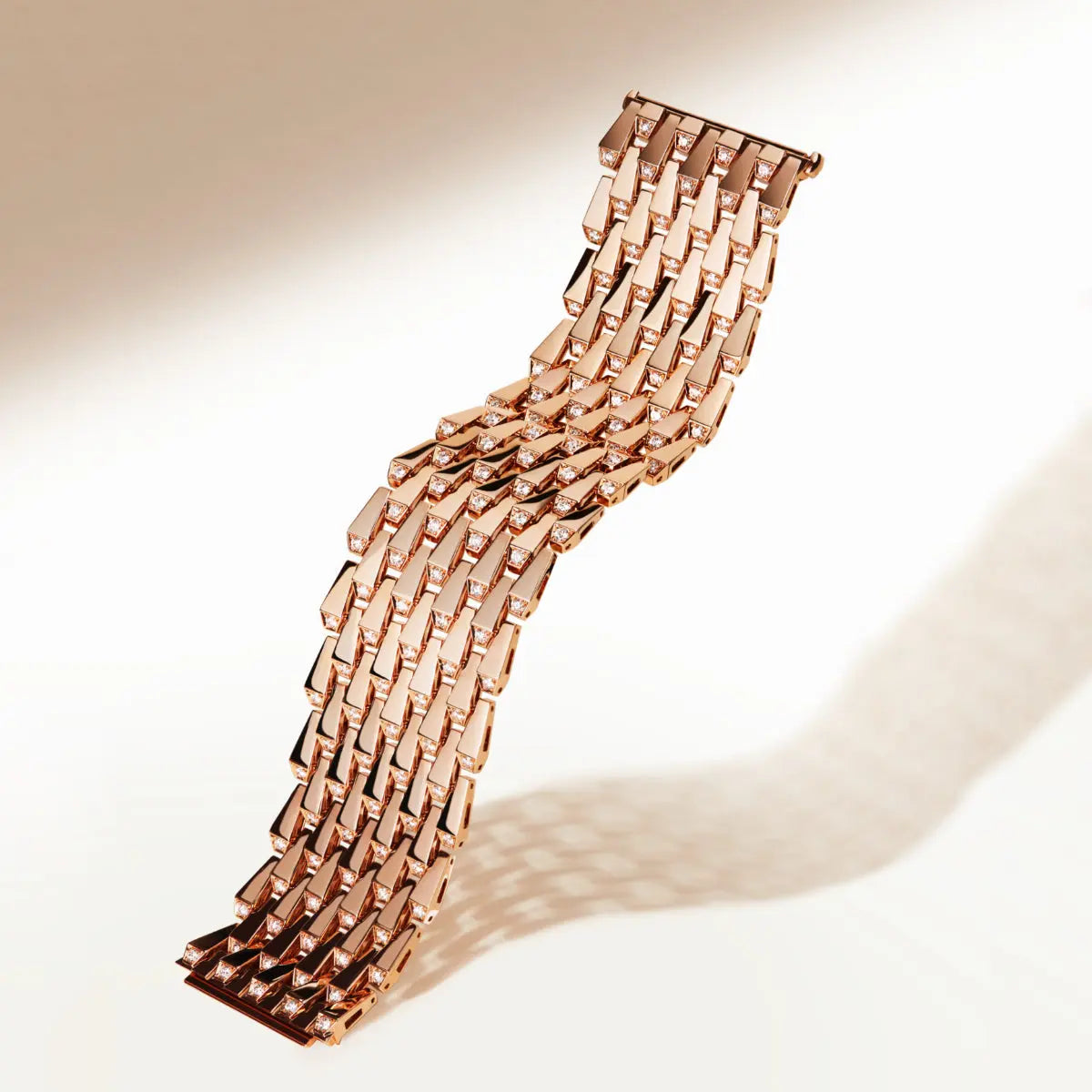 SPIKE 9 ROW MANCHETTE LIGHT PAVÉ DIAMOND BRACELET, ROSE GOLD ORLOV