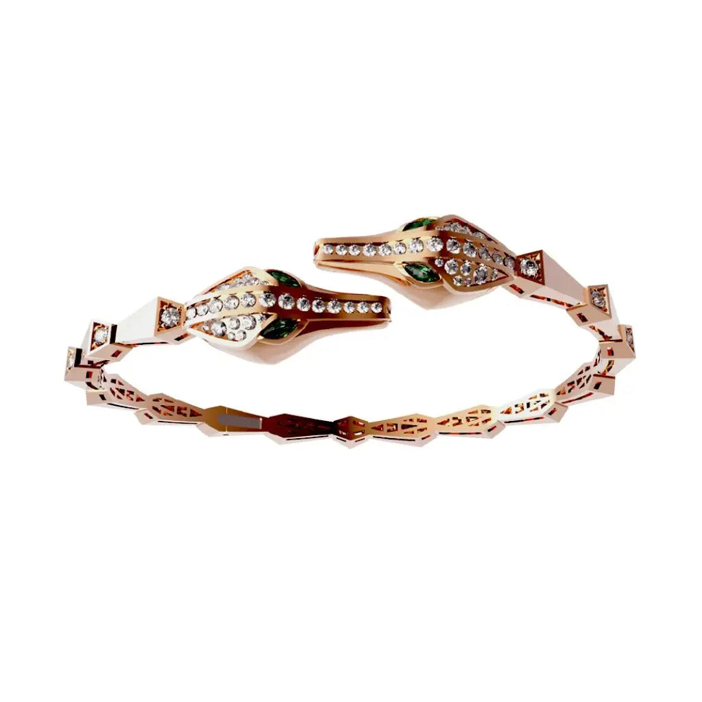 SPIKE DOUBLE CROCO HEAD DIAMOND BRACELET ROSE GOLD | Bracelet | 18K rose gold, bracelet, croco, crocodream, crocohead, diamonds, spike | ORLOV