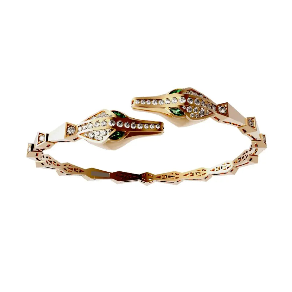 SPIKE DOUBLE CROCO HEAD DIAMOND BRACELET YELLOW GOLD | Bracelet | 18K yellow gold, bracelet, croco, crocodream, crocohead, diamonds, spike | ORLOV