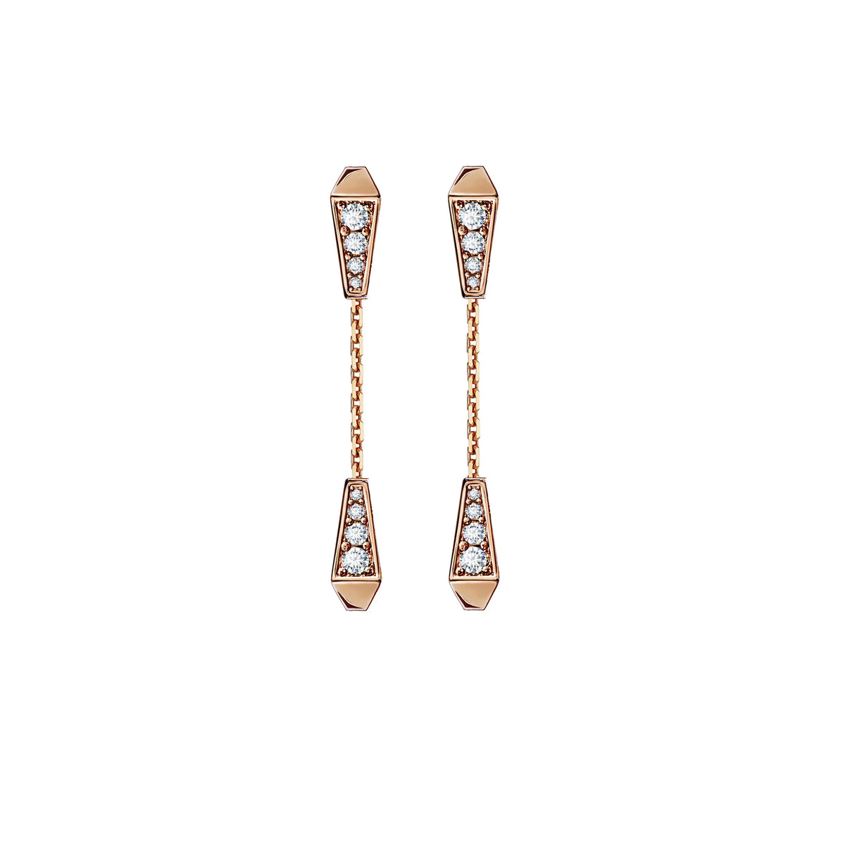 SPIKE DOUBLE DROP FULL PAVE DIAMOND EARRINGS, ROSE GOLD ORLOV