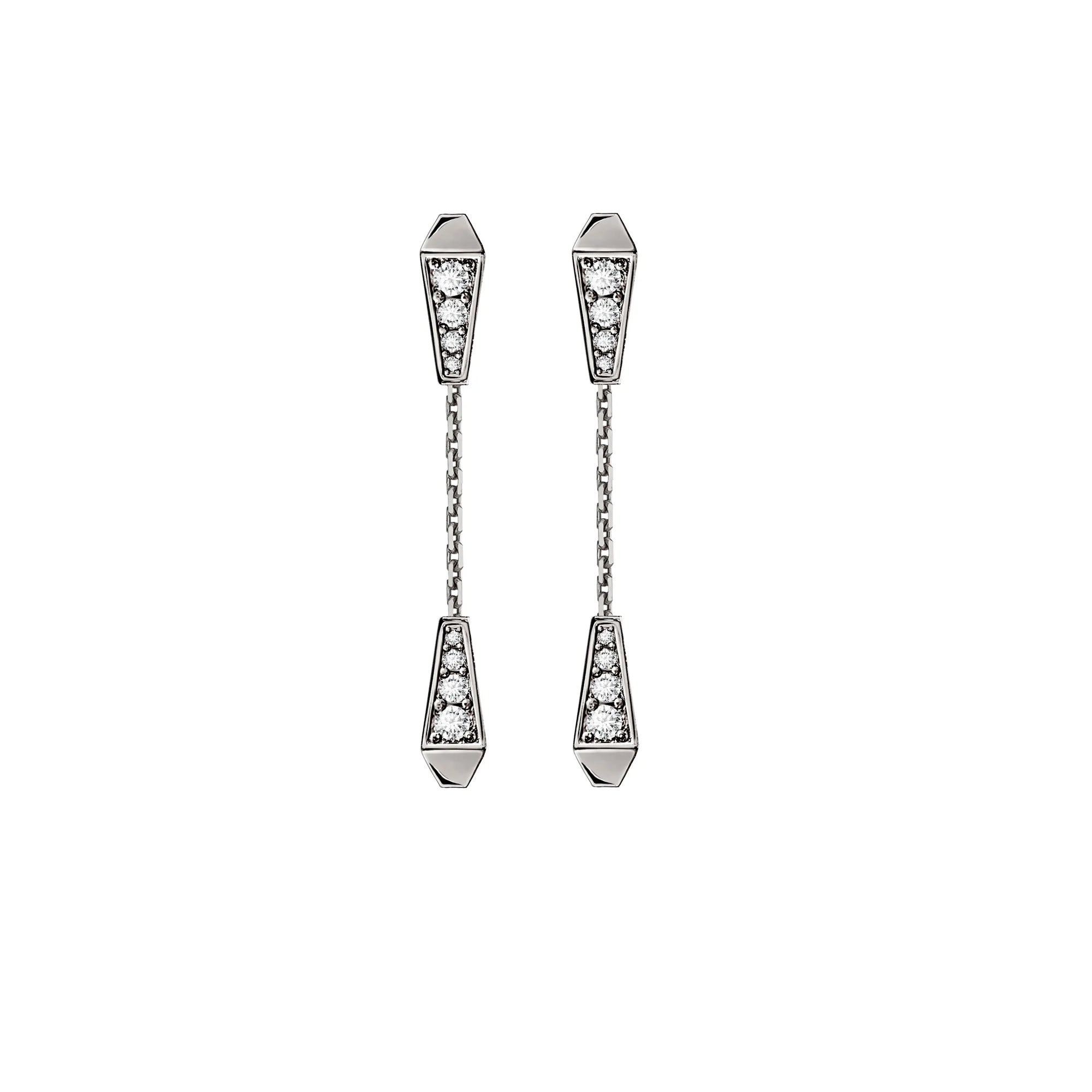 SPIKE DOUBLE DROP FULL PAVE DIAMOND EARRINGS, WHITE GOLD ORLOV