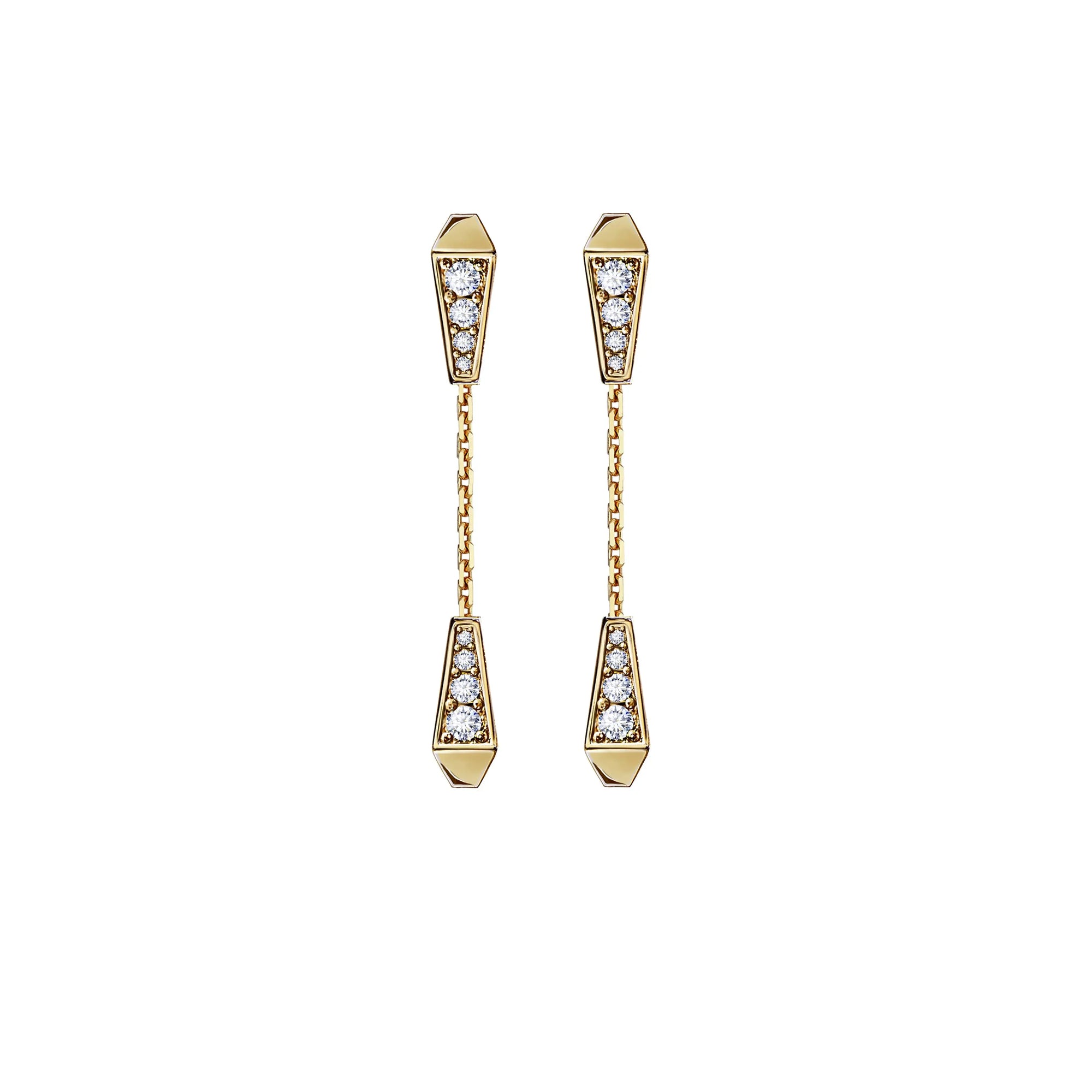 SPIKE DOUBLE DROP FULL PAVE DIAMOND EARRINGS, YELLOW GOLD ORLOV