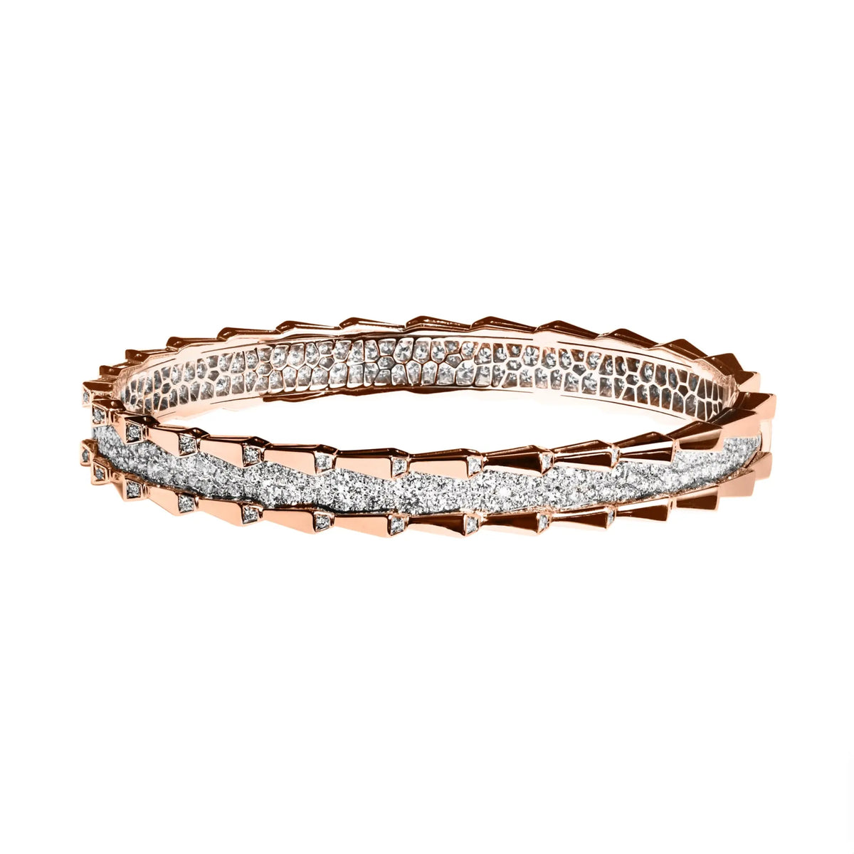 SPIKE DOUBLE ROW FULL PAVE DIAMOND BRACELET, ROSE GOLD ORLOV