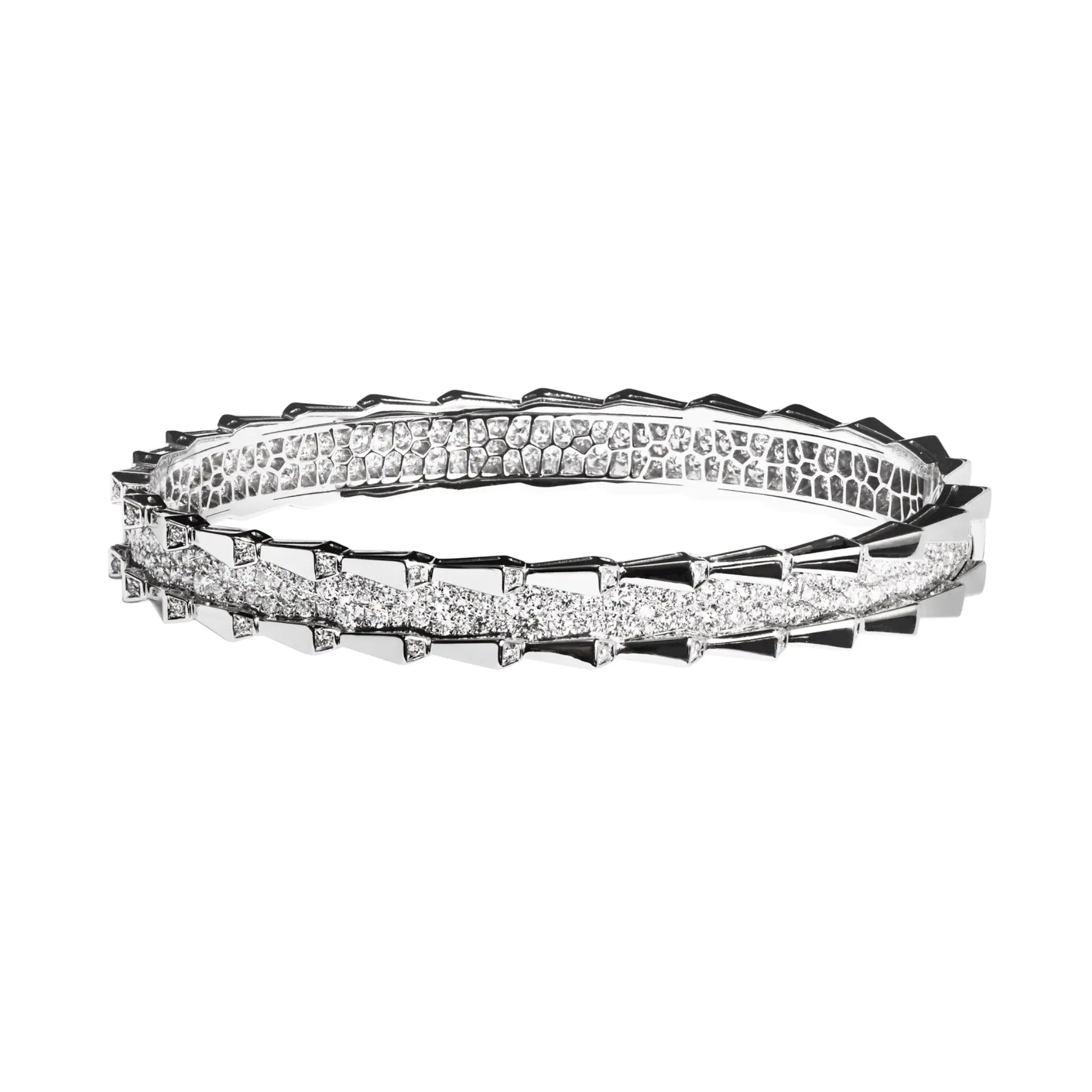 SPIKE DOUBLE ROW FULL PAVE DIAMOND BRACELET, WHITE GOLD ORLOV