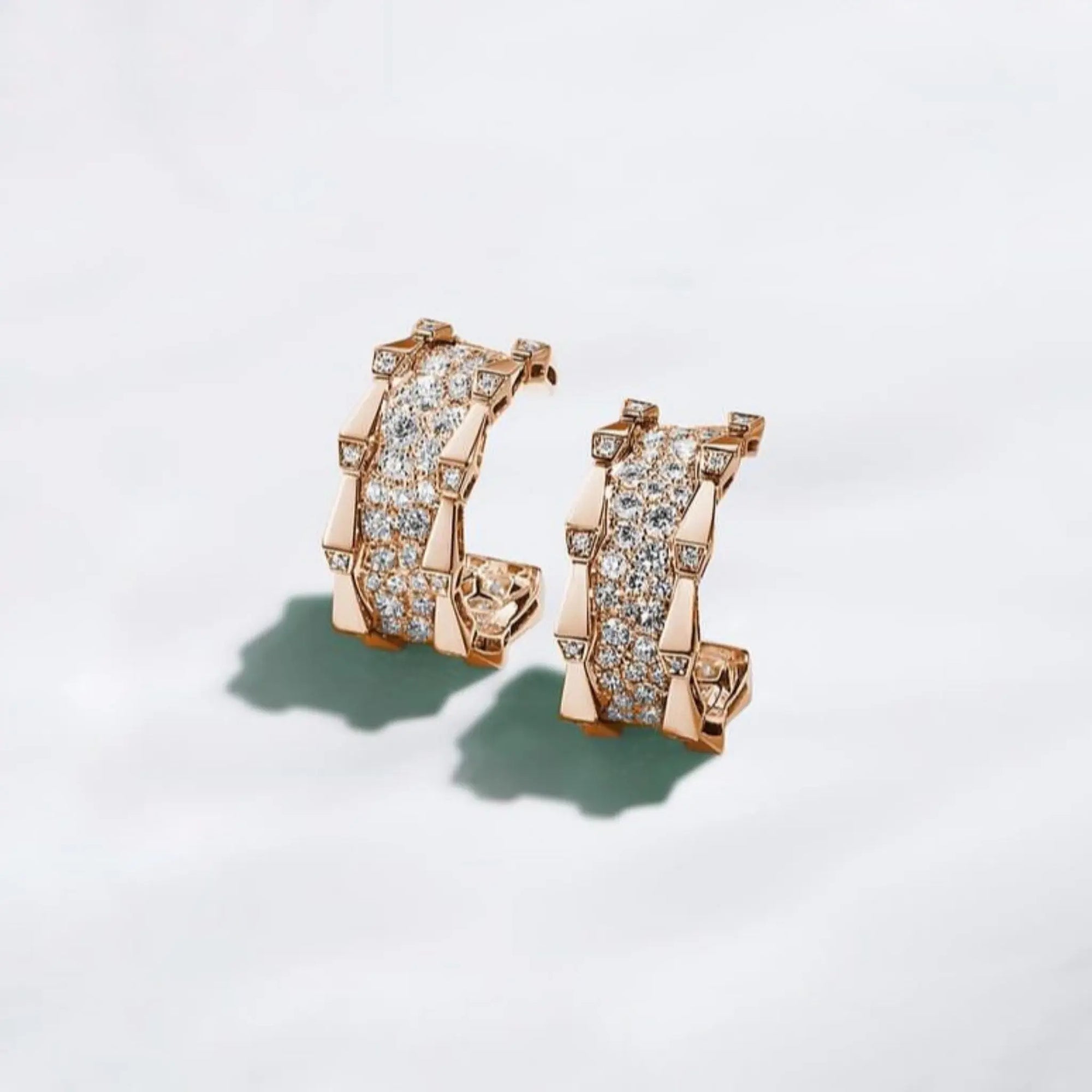 SPIKE DOUBLE ROW FULL PAVE DIAMOND EARRINGS, ROSE GOLD ORLOV