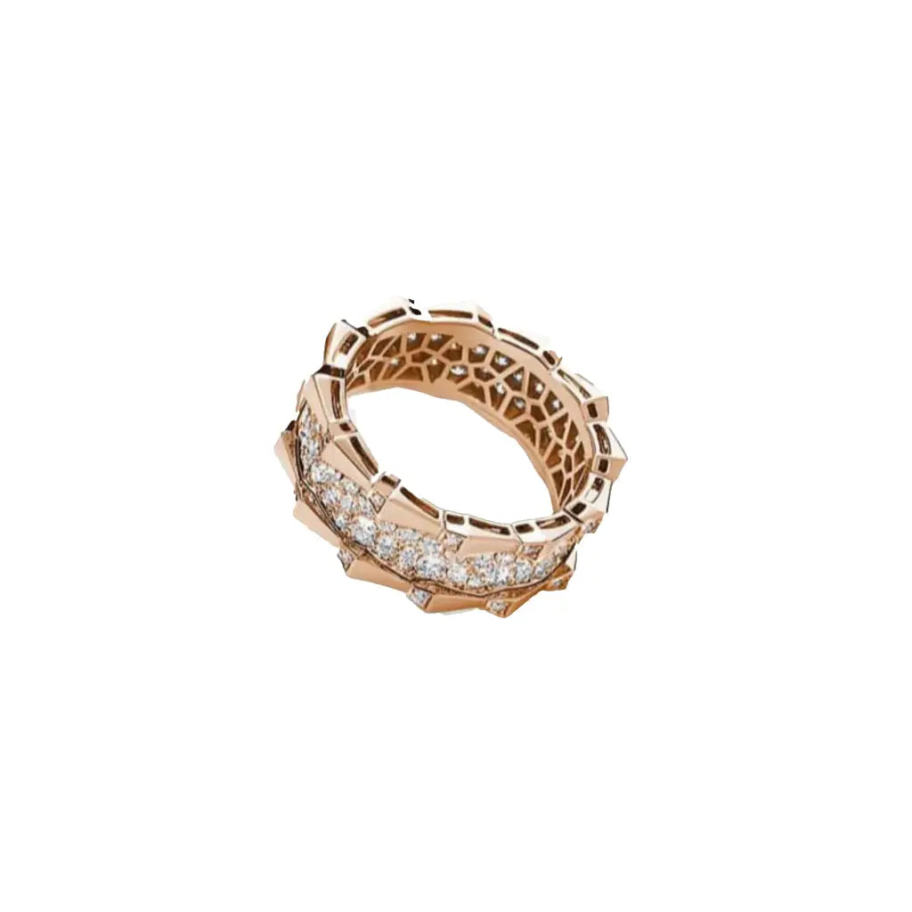 SPIKE DOUBLE ROW FULL PAVE DIAMOND RING, ROSE GOLD ORLOV