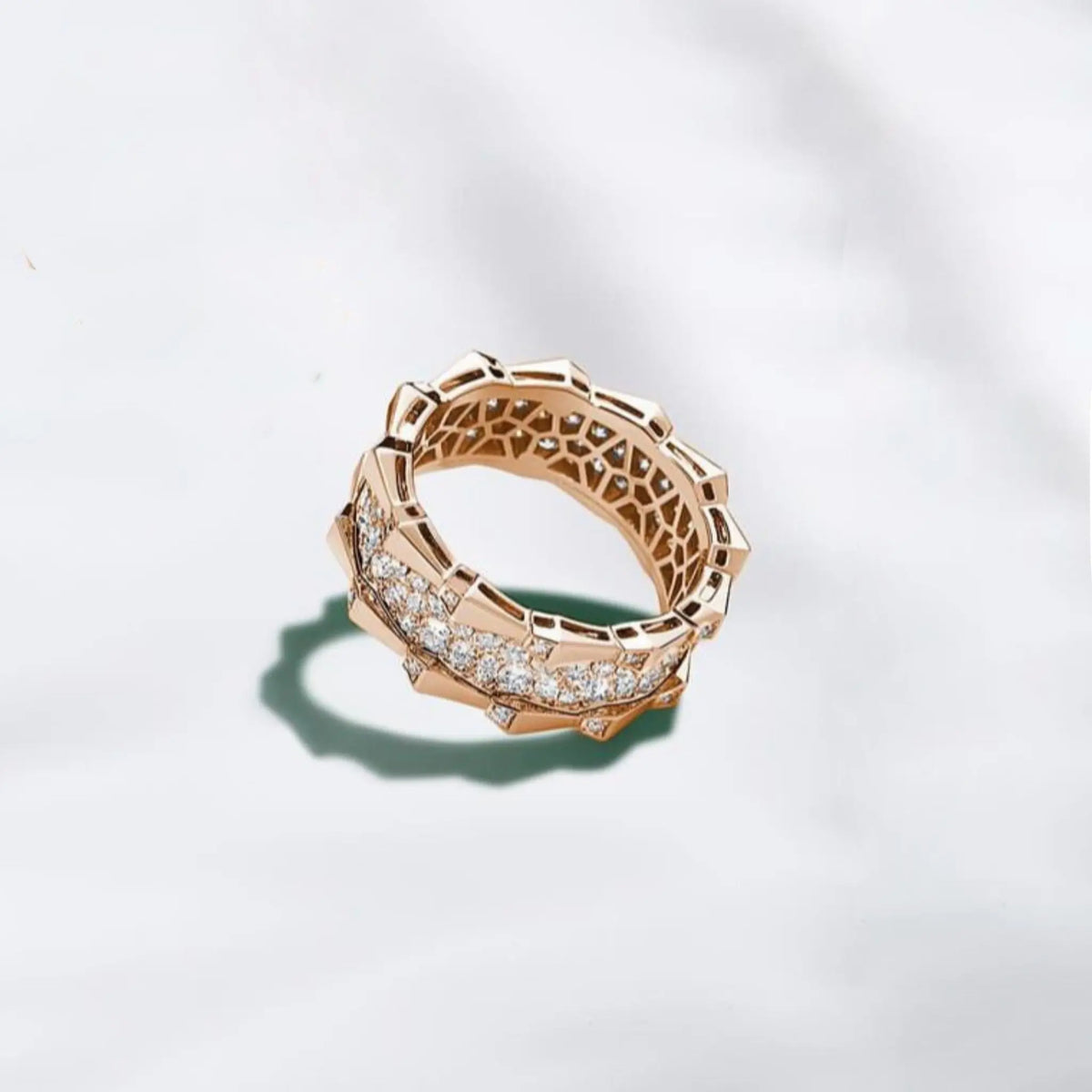 SPIKE DOUBLE ROW FULL PAVE DIAMOND RING, ROSE GOLD ORLOV