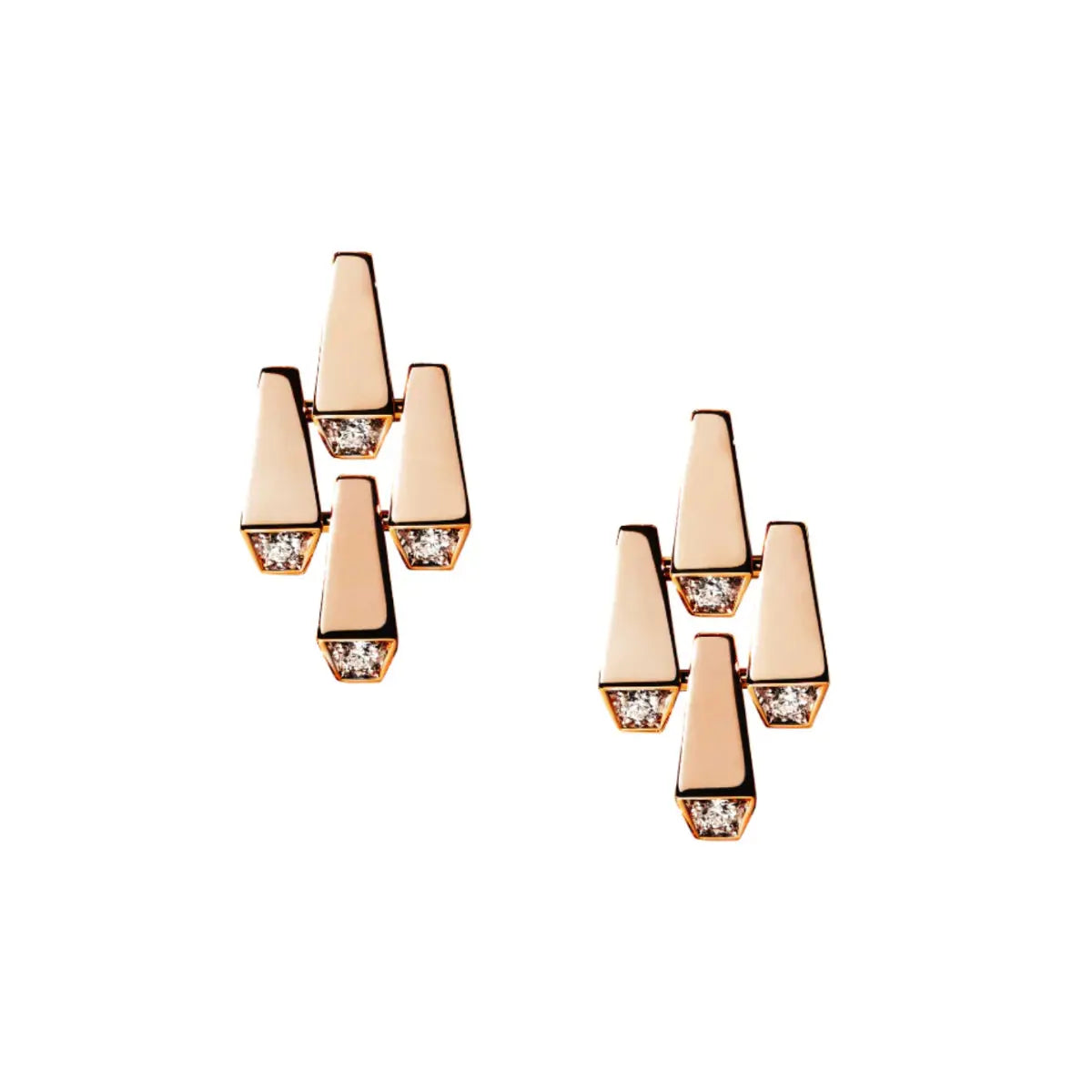 SPIKE LARGE 4 ELEMENTS LIGHT PAVÉ DIAMOND EARRINGS, ROSE GOLD ORLOV