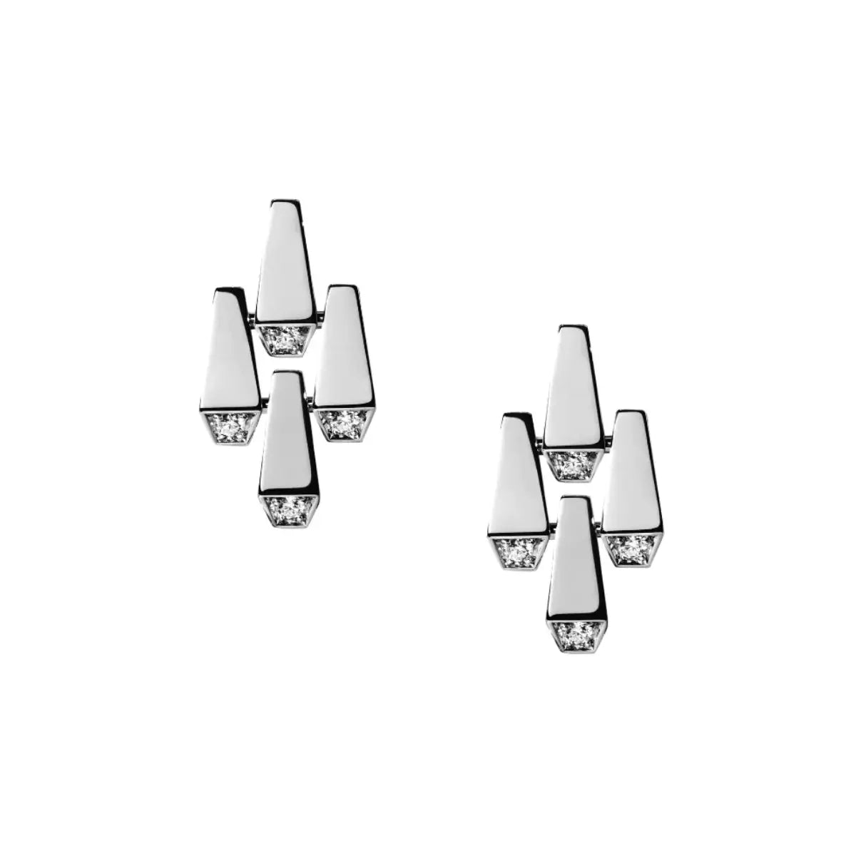 SPIKE LARGE 4 ELEMENTS LIGHT PAVÉ DIAMOND EARRINGS, WHITE GOLD ORLOV