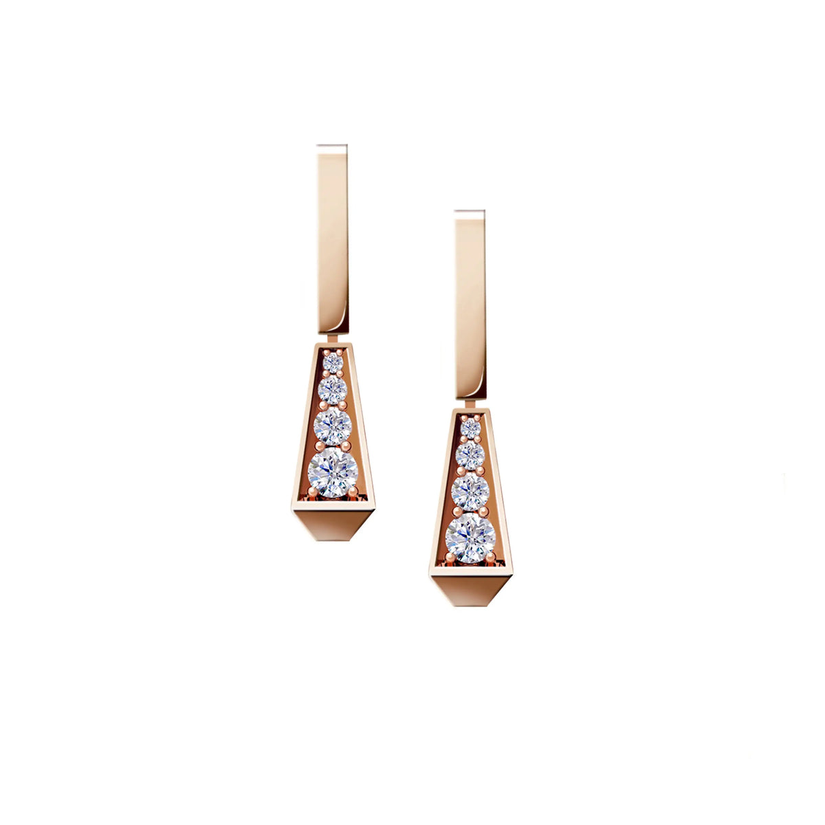 SPIKE ONE BAR FILL PAVÉ DIAMOND EARRINGS, ROSE GOLD ORLOV