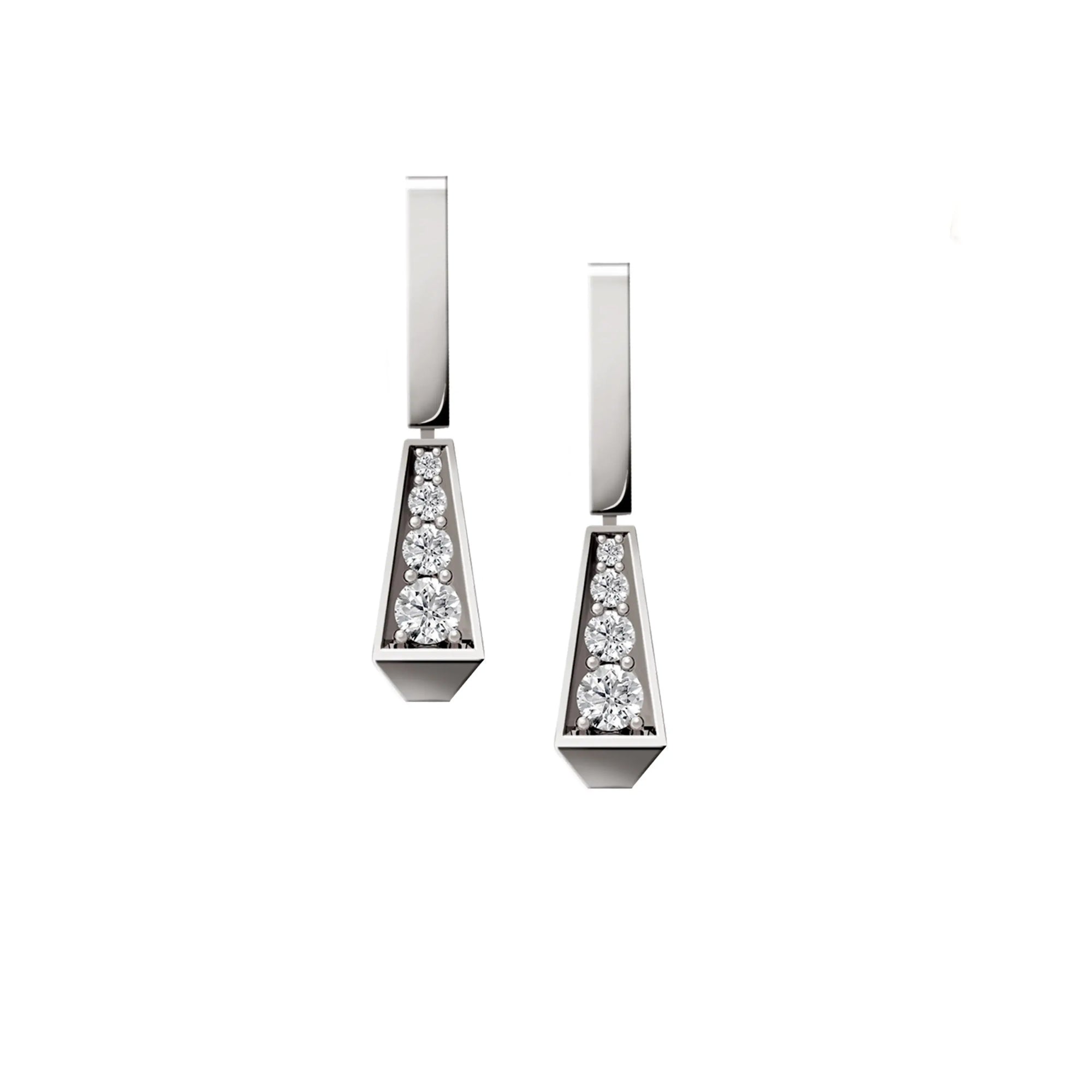 SPIKE ONE BAR FILL PAVÉ DIAMOND EARRINGS, WHITE GOLD ORLOV