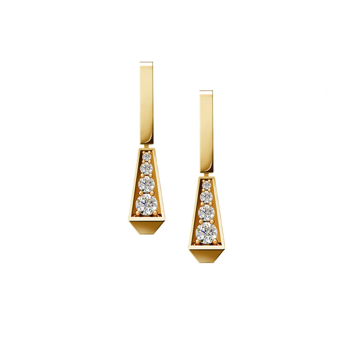 SPIKE ONE BAR FILL PAVÉ DIAMOND EARRINGS, YELLOW GOLD ORLOV