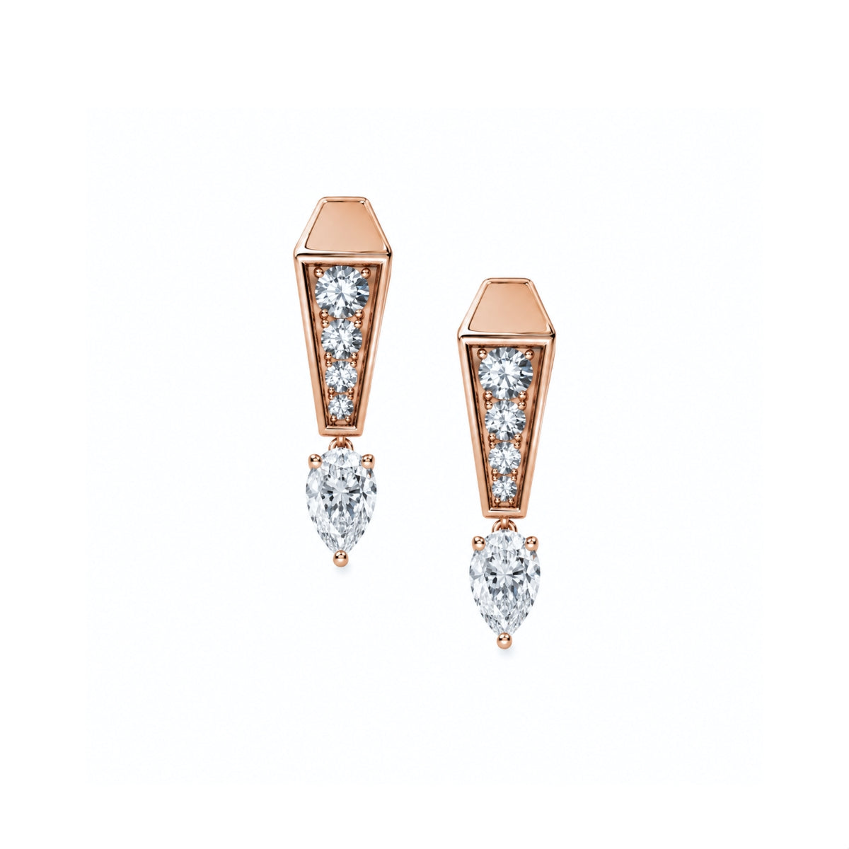 SPIKE ONE FULL PAVE DIAMOND EARRINGS, ROSE GOLD