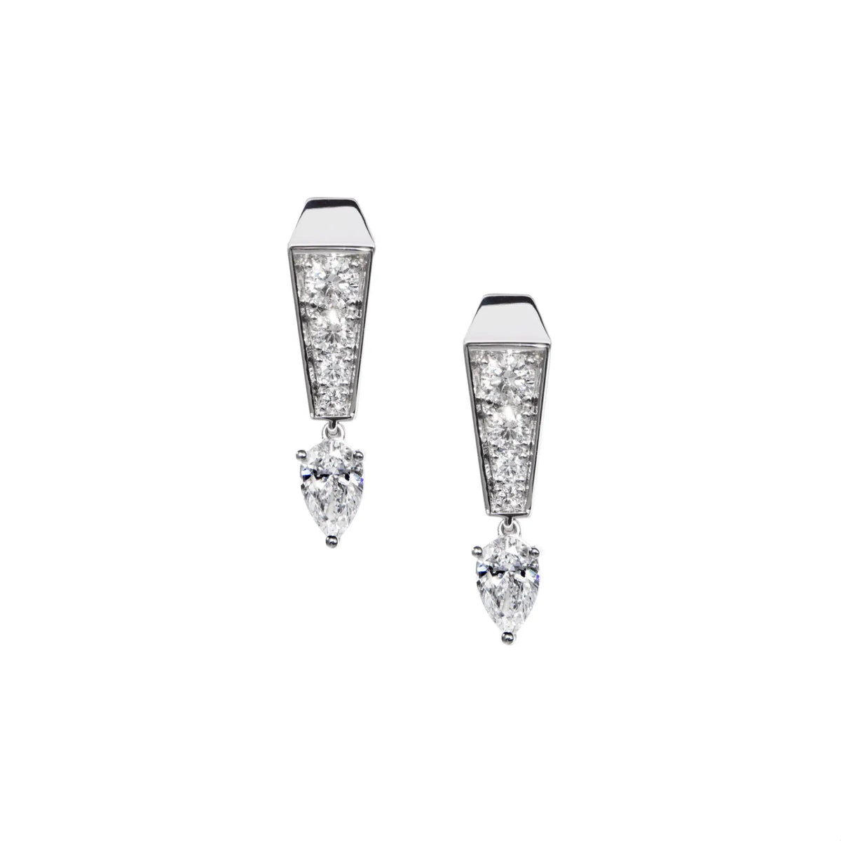 SPIKE ONE FULL PAVE DIAMOND EARRINGS, WHITE GOLD ORLOV