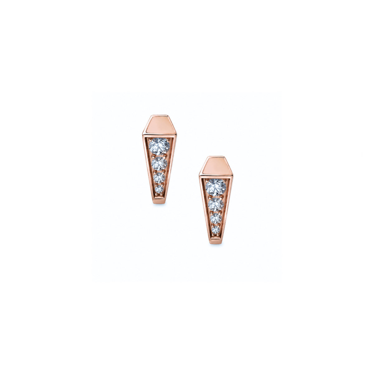 SPIKE ONE FULL PAVE DIAMOND STUDS, ROSE GOLD