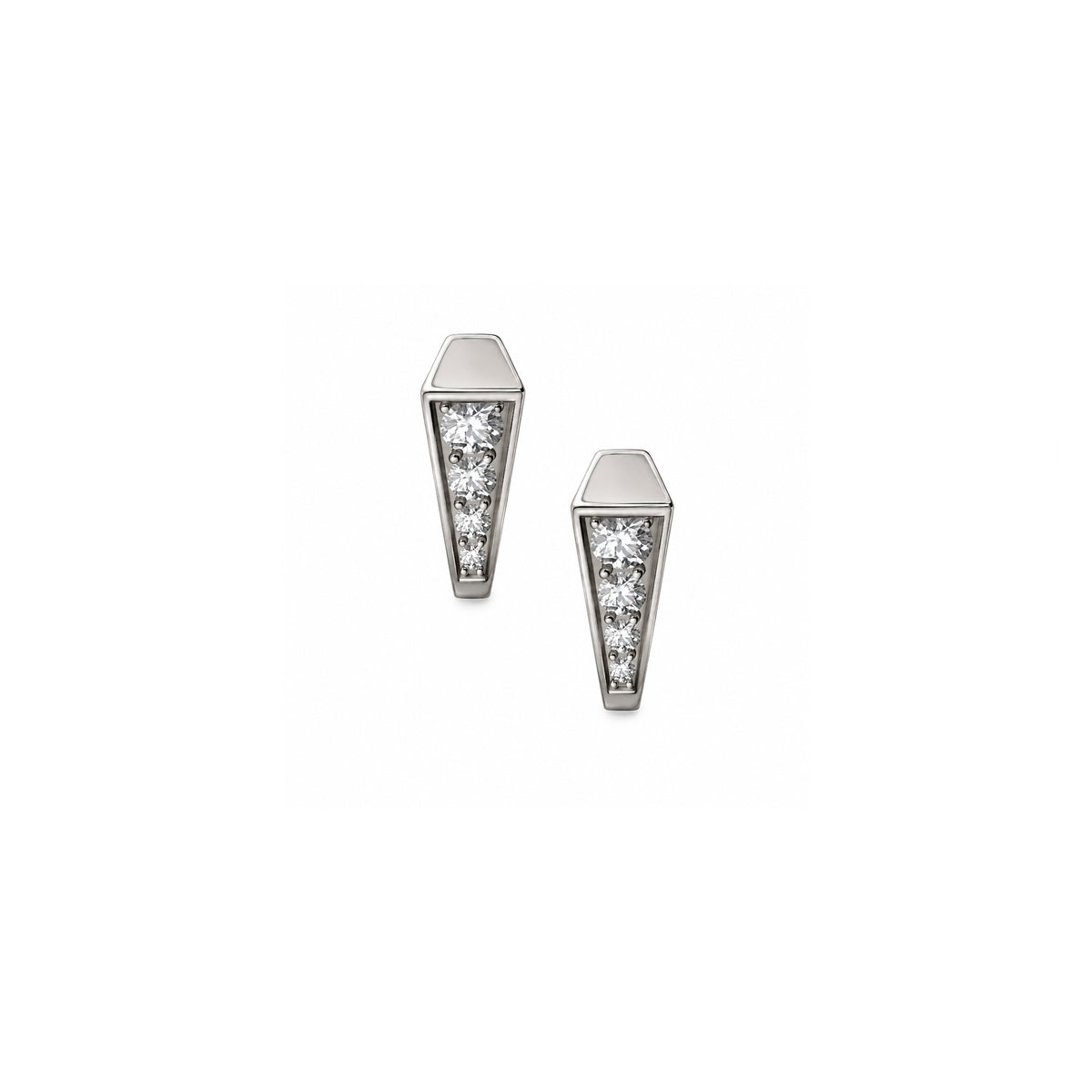 SPIKE ONE FULL PAVE DIAMOND STUDS, WHITE GOLD
