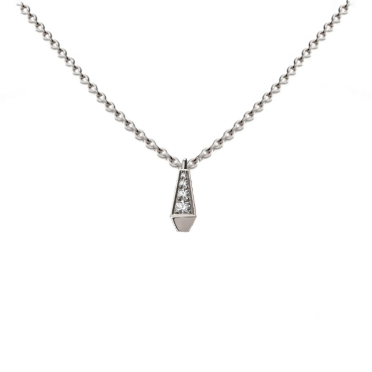 SPIKE ONE FULL PAVE DIAMOND MINI PENDANT, WHITE GOLD