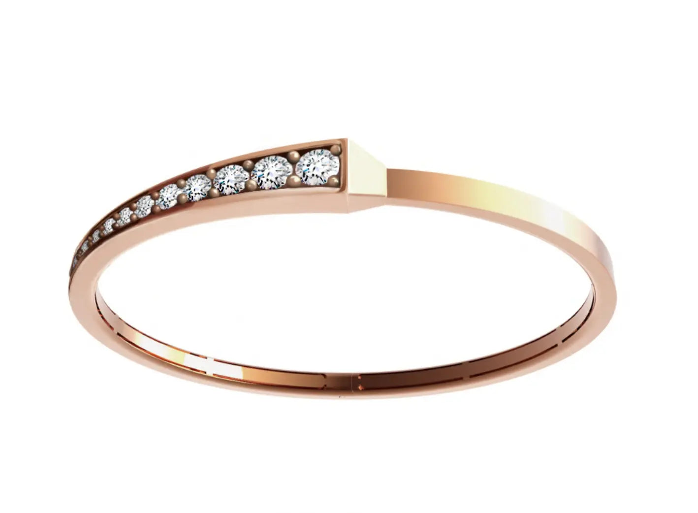 SPIKE ONE HALF PAVÉ DIAMOND BRACELET, ROSE GOLD ORLOV