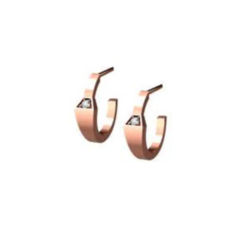 SPIKE ONE LIGHT DIAMOND SET MINI HUGGIES ROSE GOLD | Earring | 18K rose gold, crocodream, diamonds, earring, Huggies, mini, one, spike | ORLOV