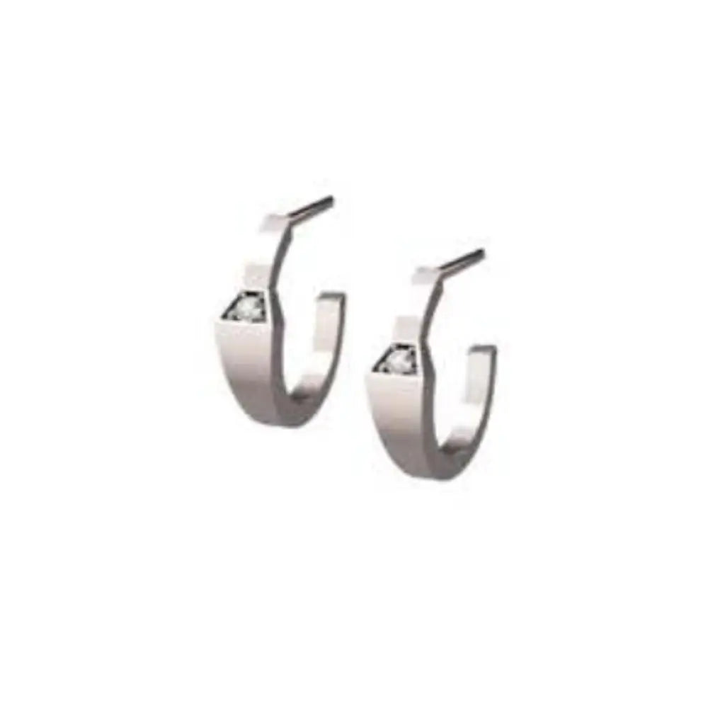 SPIKE ONE LIGHT DIAMOND SET MINI HUGGIES WHITE GOLD | Earring | 18K white gold, crocodream, diamonds, earring, Huggies, mini, one, spike | ORLOV
