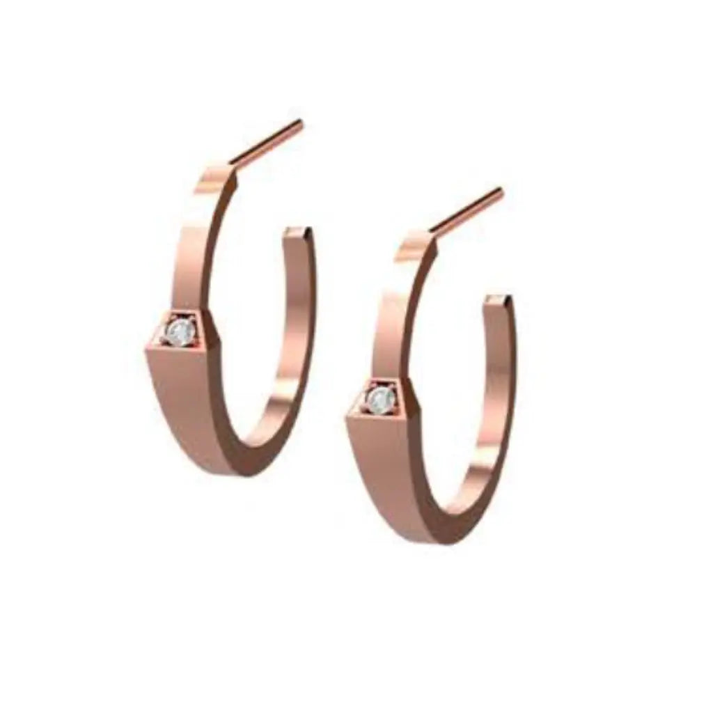 SPIKE ONE LIGHT DIAMOND SET HUGGIES ROSE GOLD | Earring | 18K rose gold, crocodream, diamonds, earring, Huggies, one, spike | ORLOV