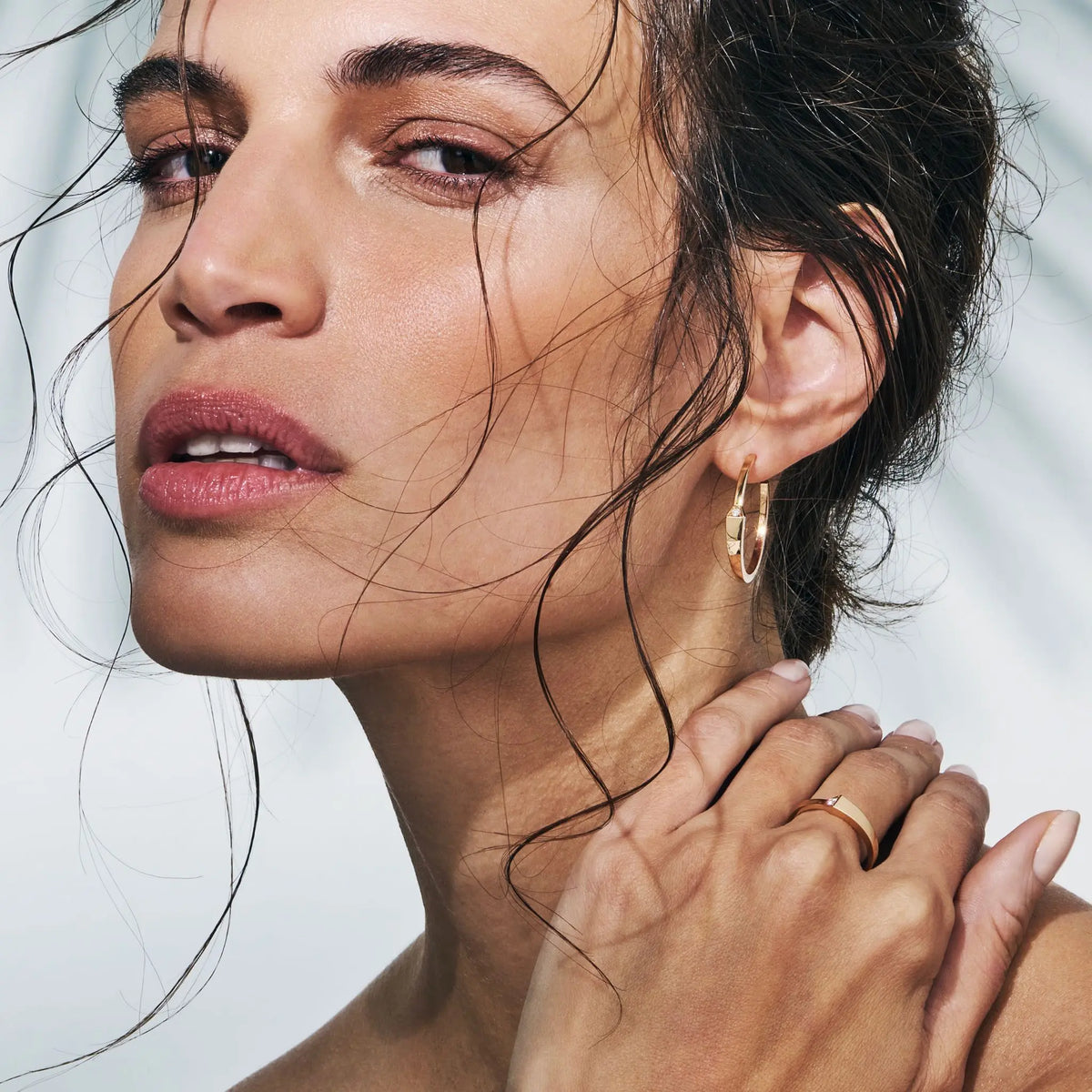 SPIKE ONE LIGHT PAVÉ DIAMOND HOOPS, ROSE GOLD ORLOV